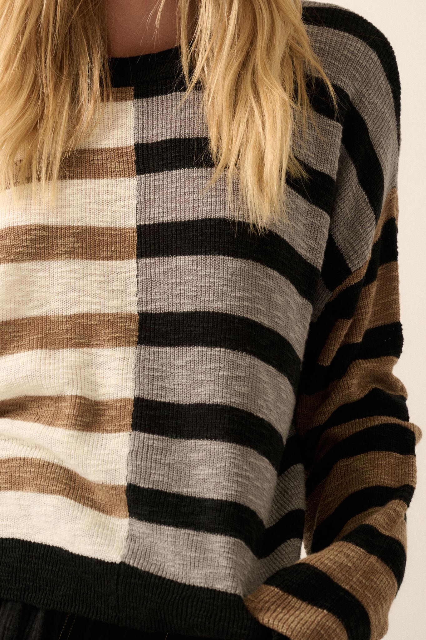 Double Feature Colorblock Striped Knit Sweater - Image 8
