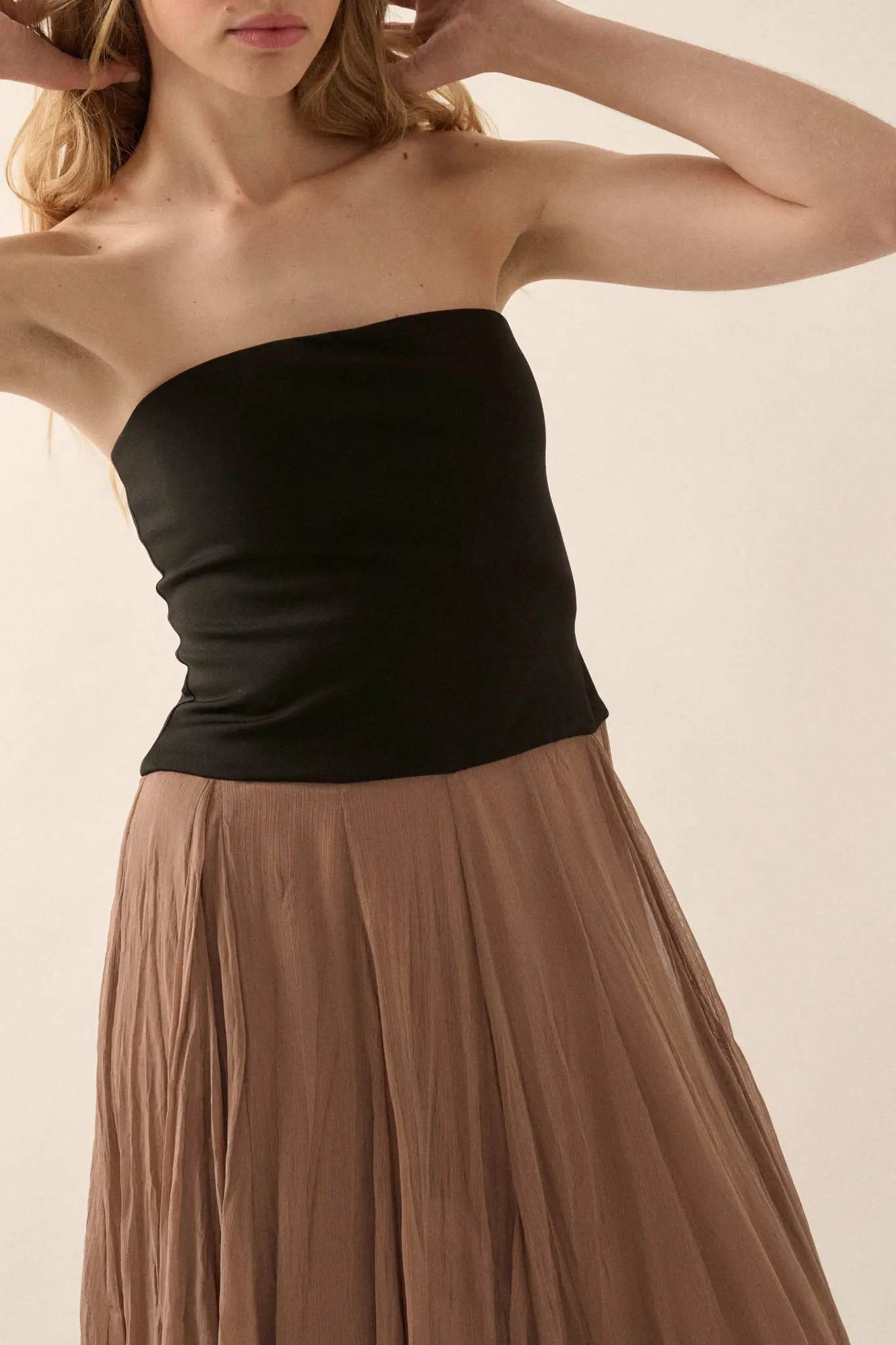 Double Take Colorblock Strapless Maxi Dress - Image 4