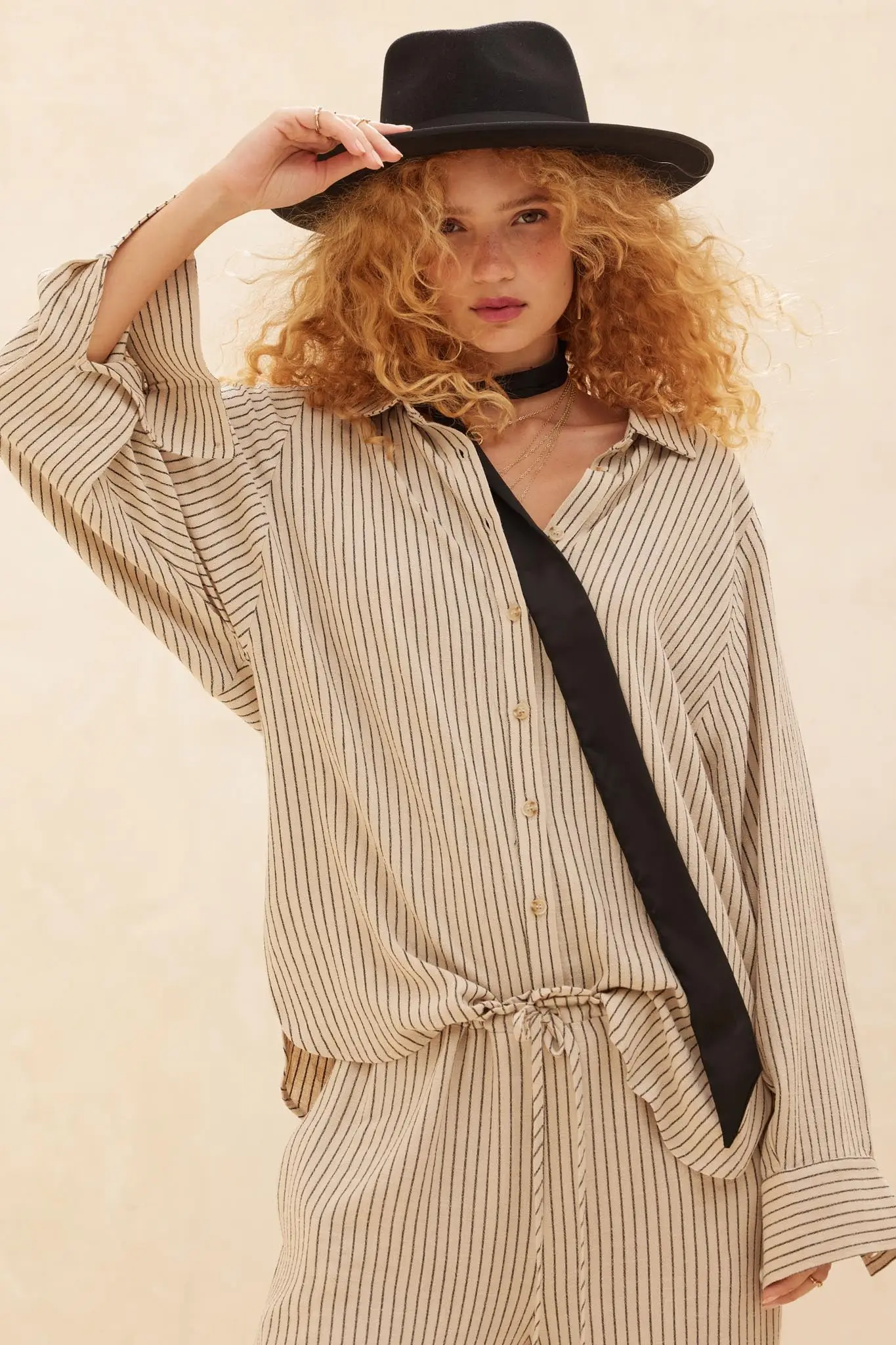 Down the Line Oversize Pinstripe Button-Up Shirt - Image 2