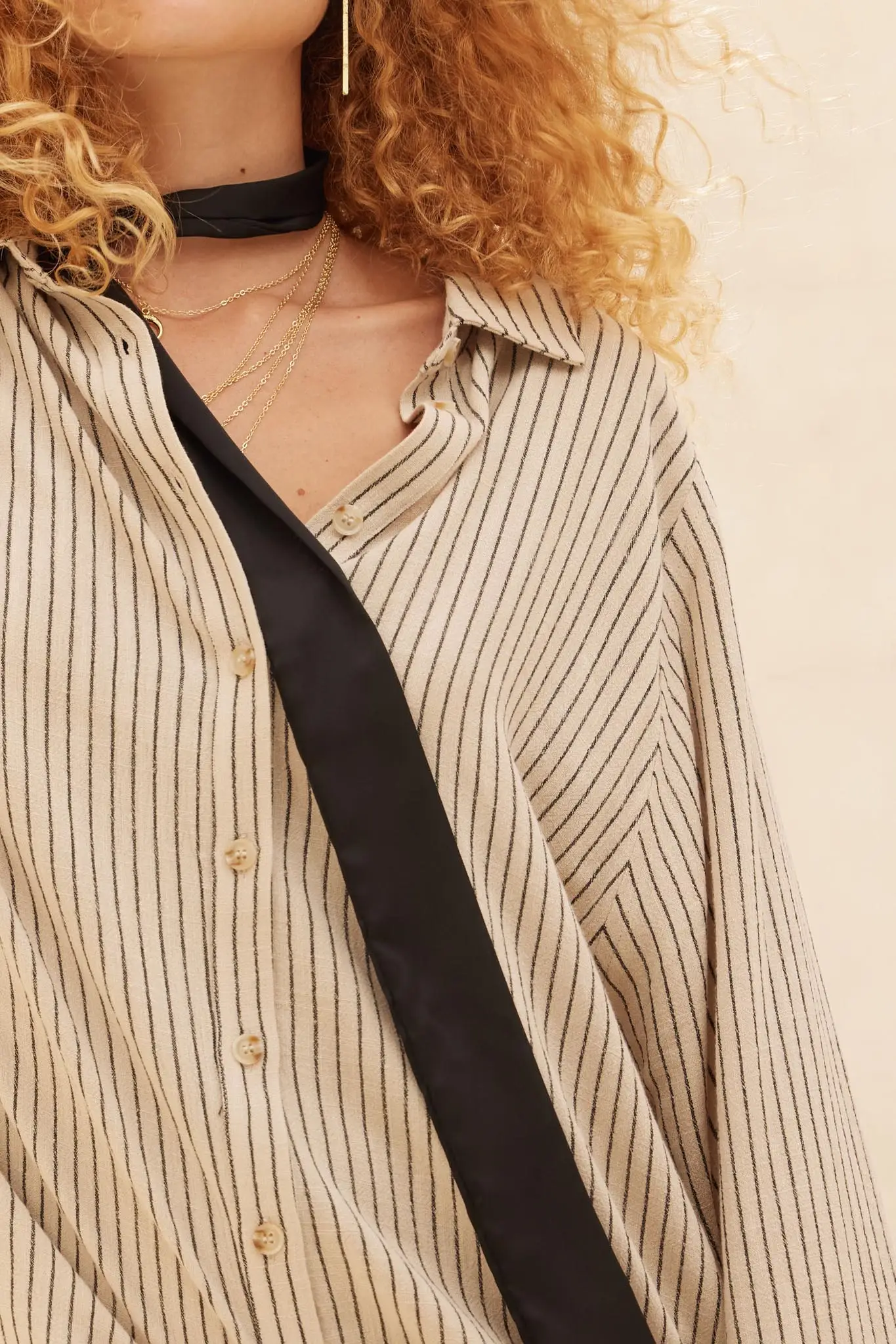 Down the Line Oversize Pinstripe Button-Up Shirt - Image 3