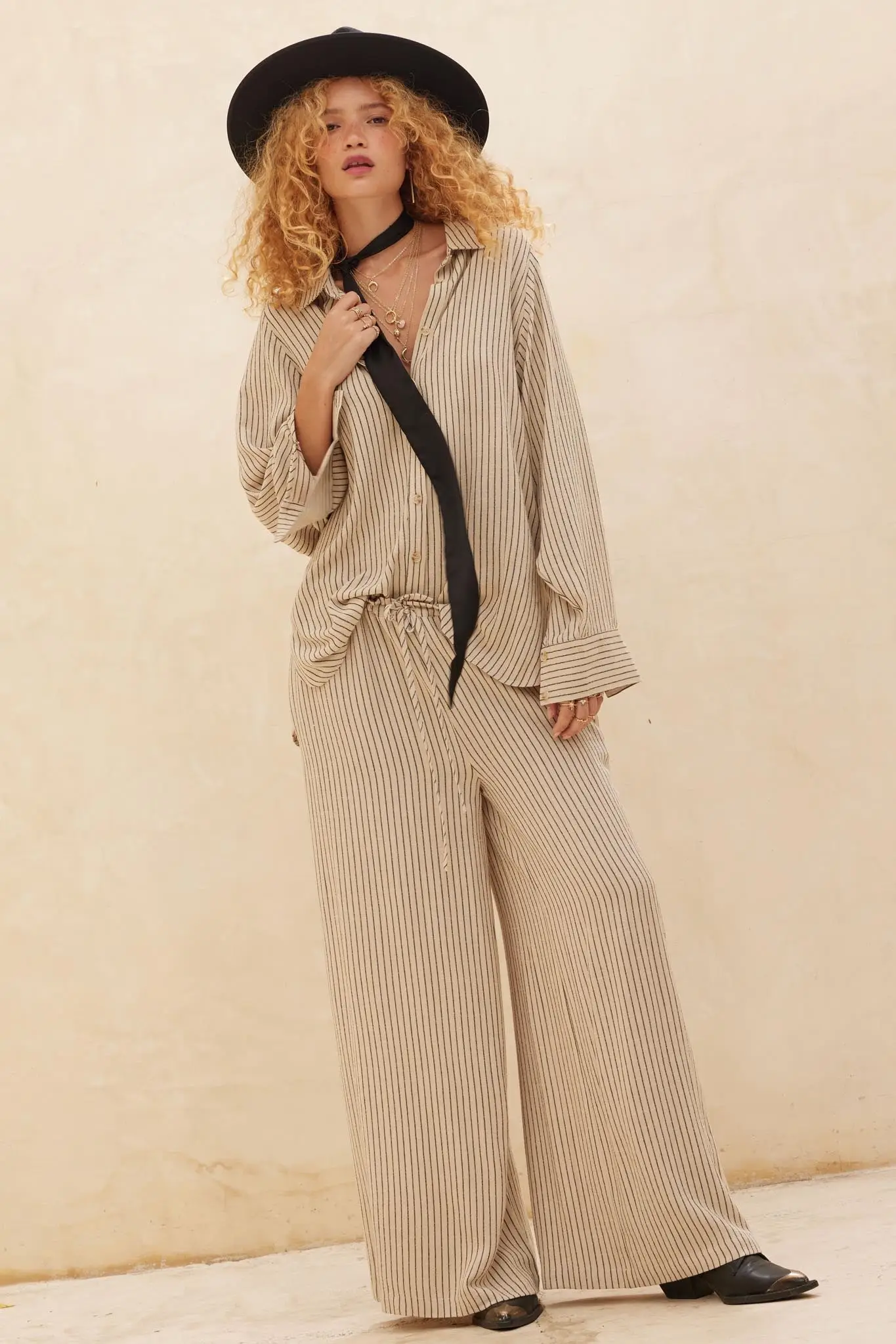 Down the Line Oversize Pinstripe Button-Up Shirt - Image 4