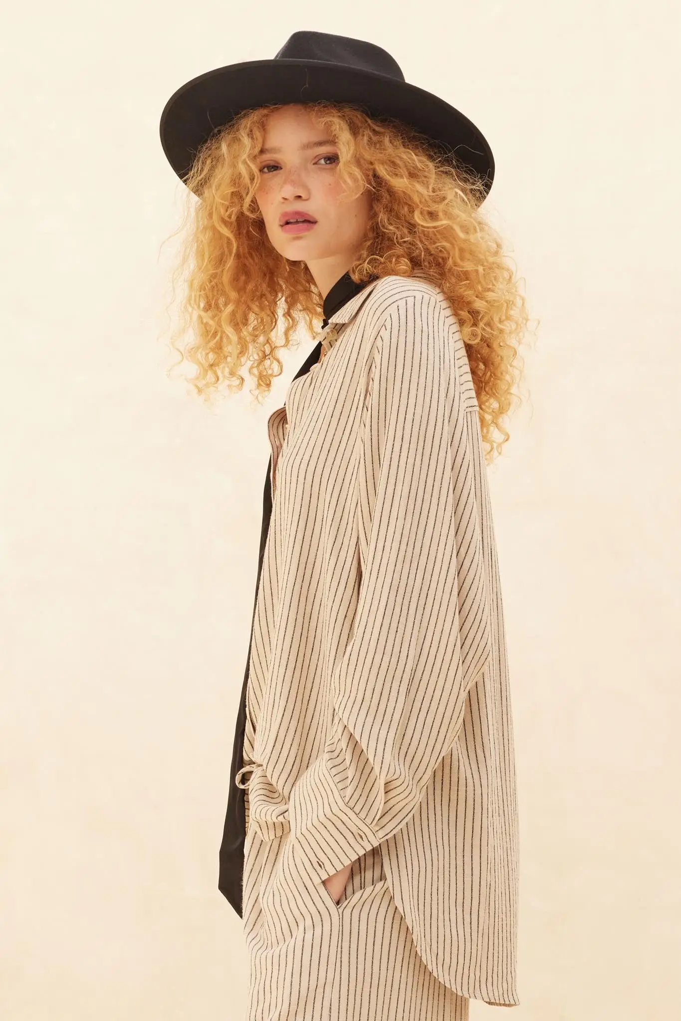 Down the Line Oversize Pinstripe Button-Up Shirt - Image 5