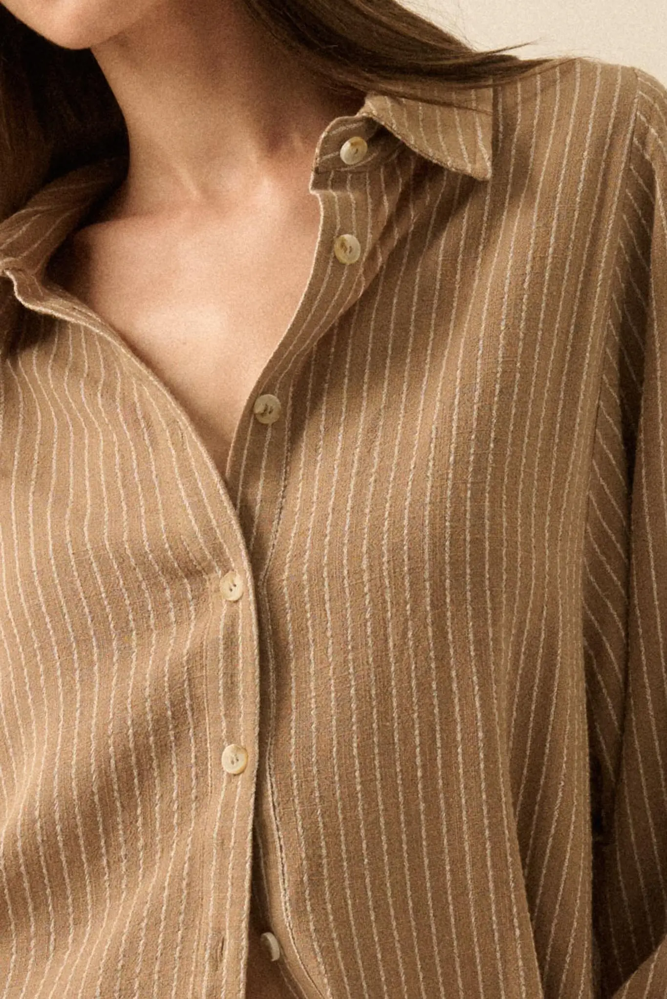 Down the Line Oversize Pinstripe Button-Up Shirt - Image 8