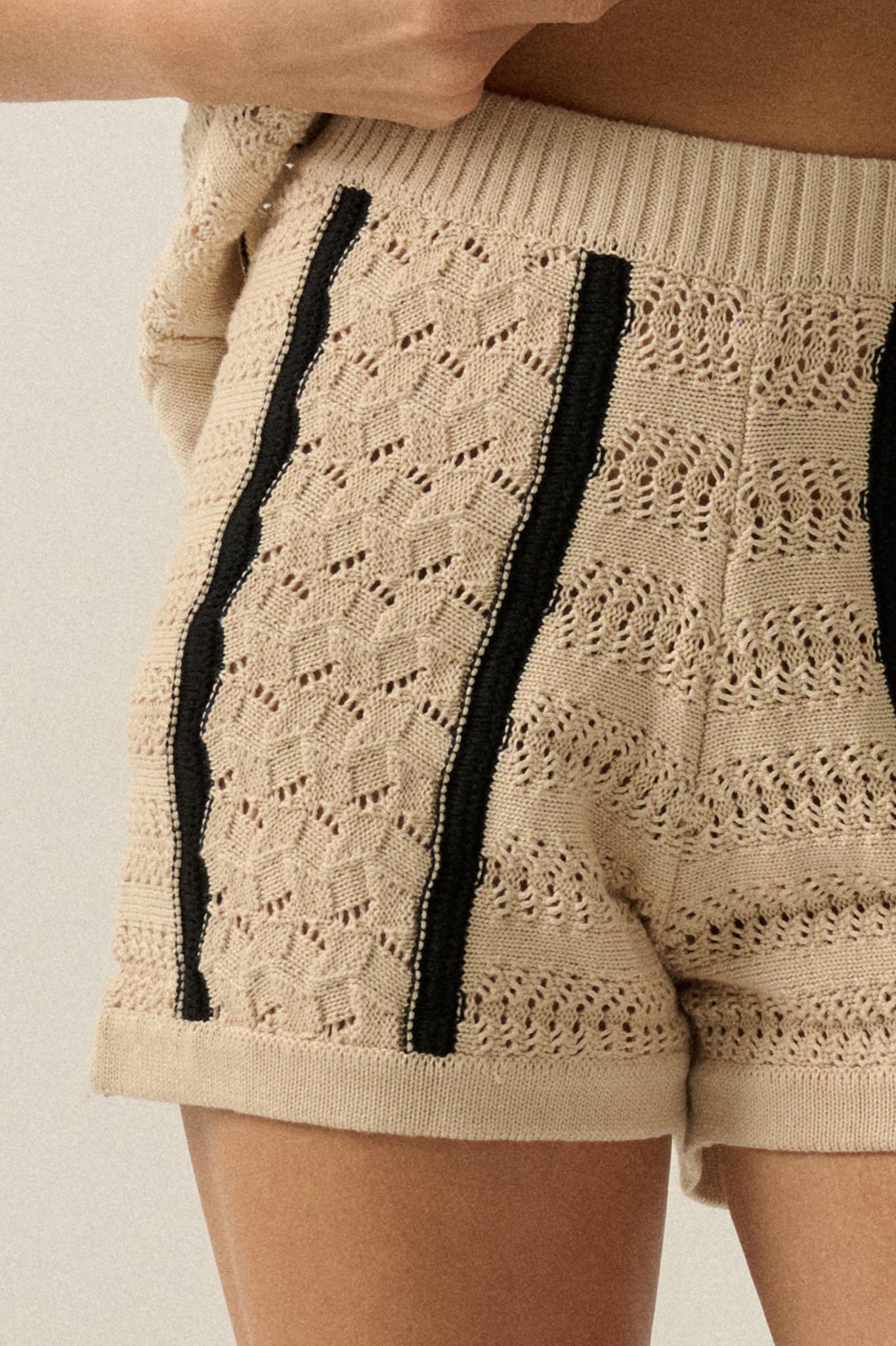 Down the Road Striped Crochet-Knit Sweater Shorts - Image 13