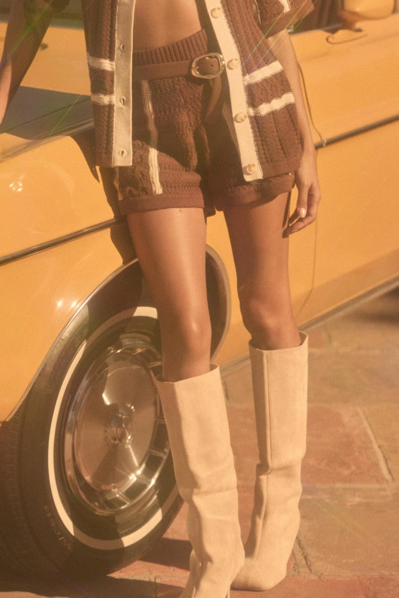 Down the Road Striped Crochet-Knit Sweater Shorts - Image 2