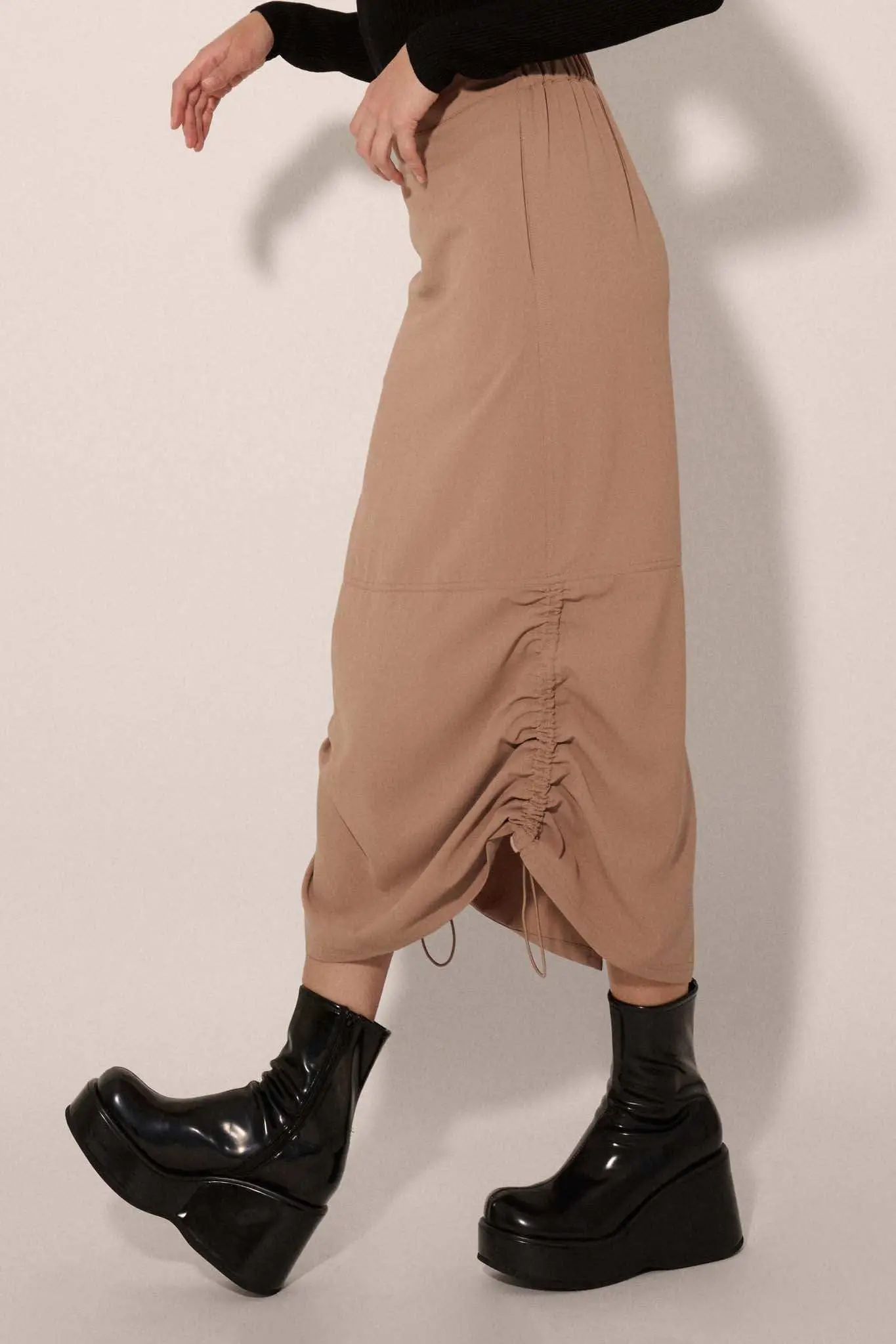 Draw Me In Ruched Drawstring Maxi Skirt - Image 10