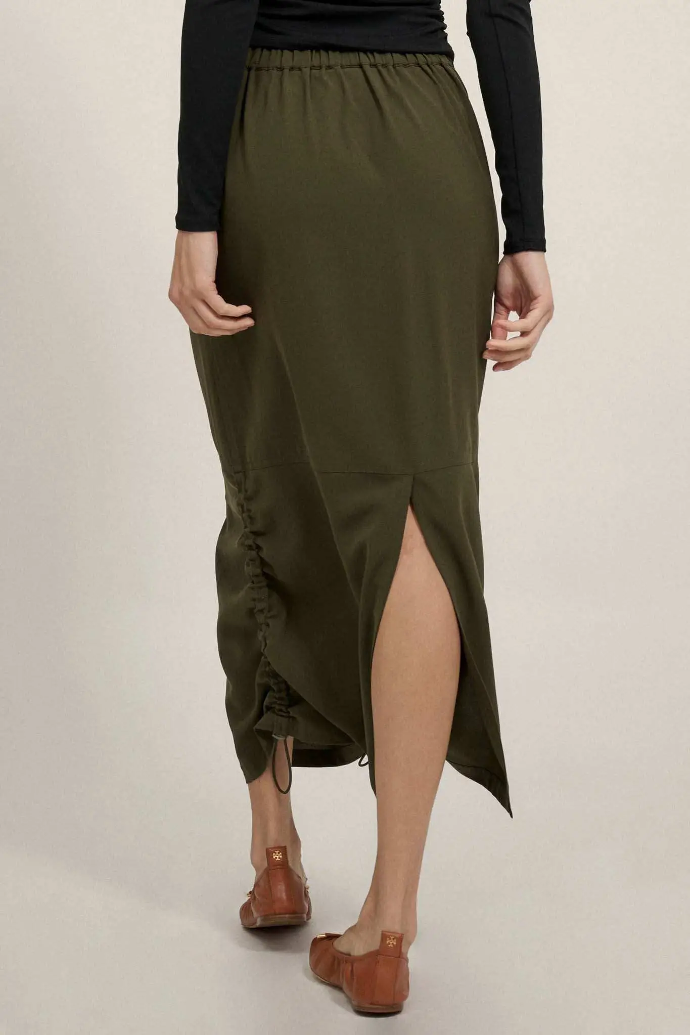 Draw Me In Ruched Drawstring Maxi Skirt - Image 6