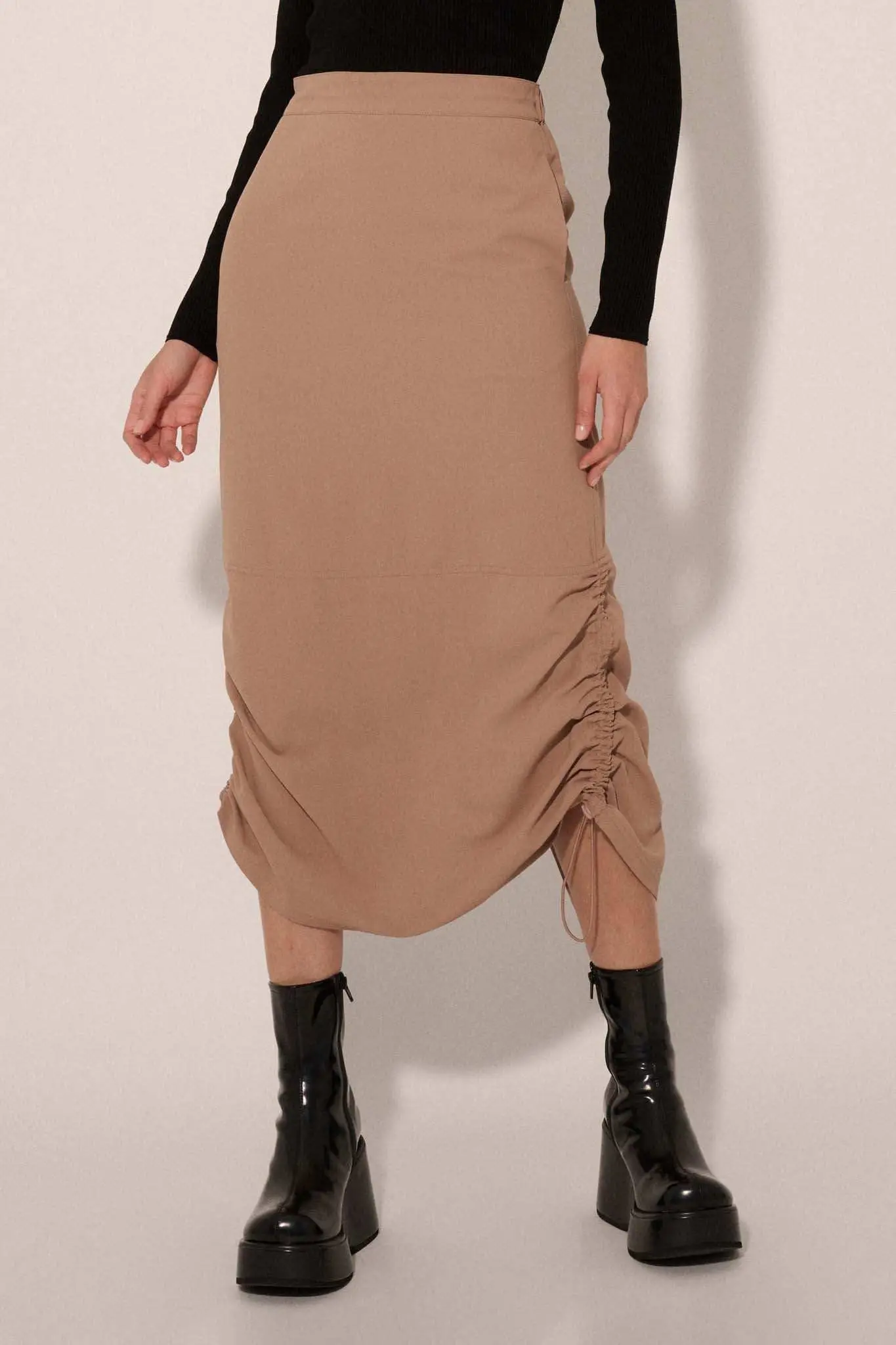 Draw Me In Ruched Drawstring Maxi Skirt - Image 8