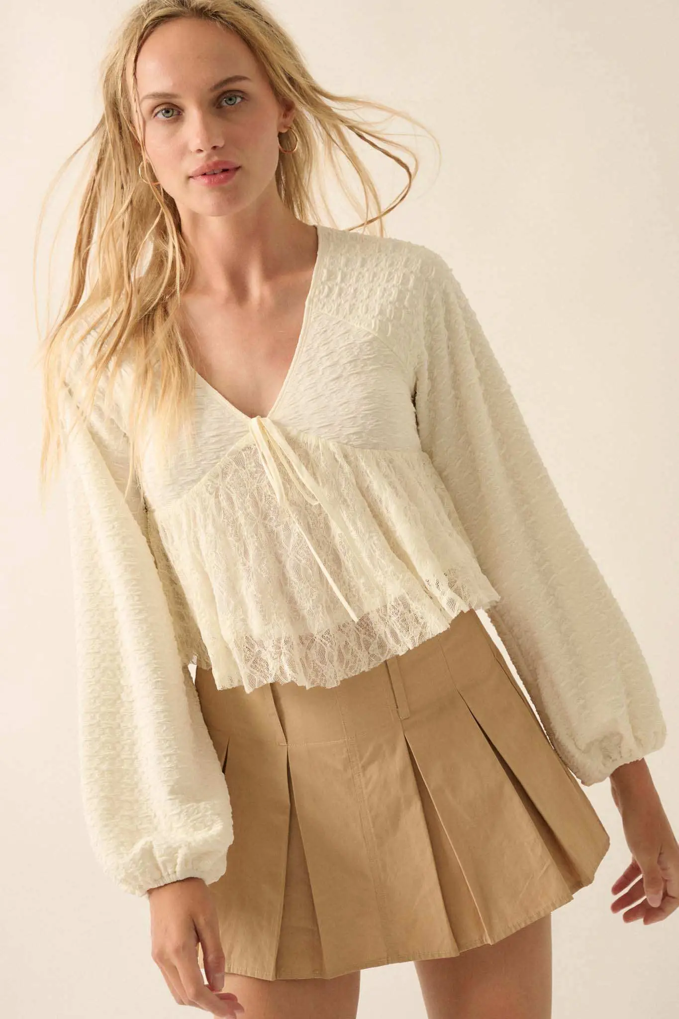 Dream Dolly Lace Ruffle Textured Peasant Top - Image 11