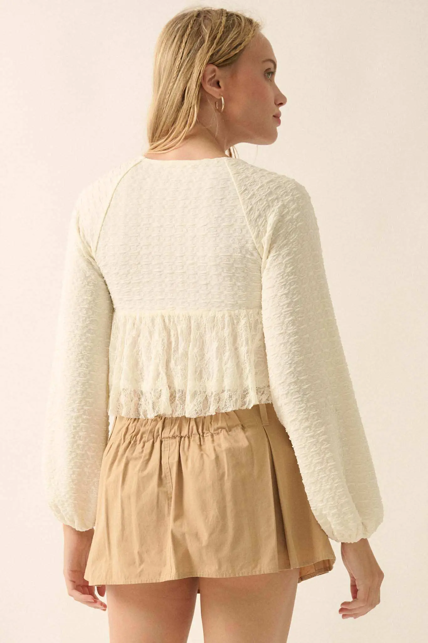 Dream Dolly Lace Ruffle Textured Peasant Top - Image 12