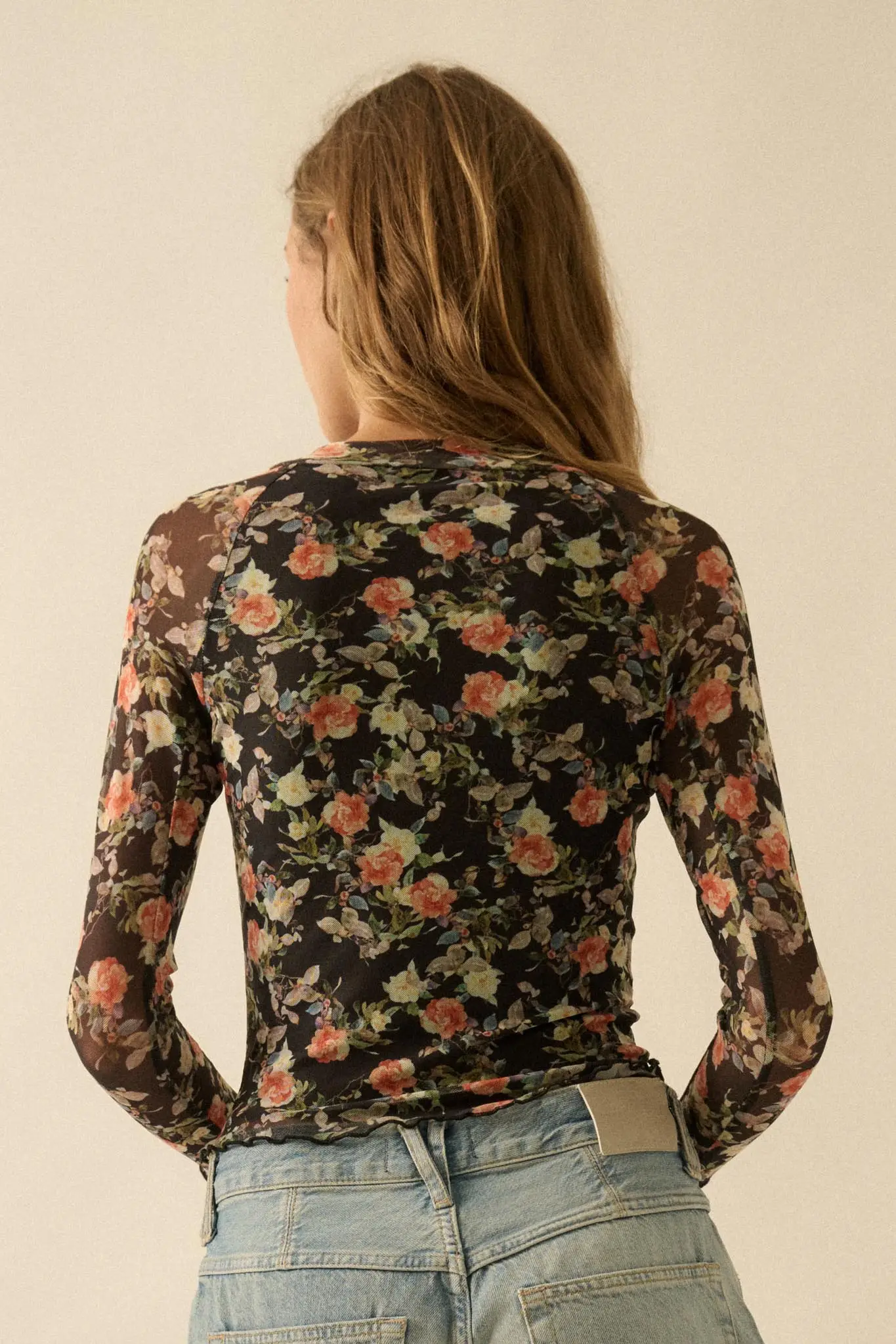 Dream Garden Floral Mesh Thumbhole Top - Image 12