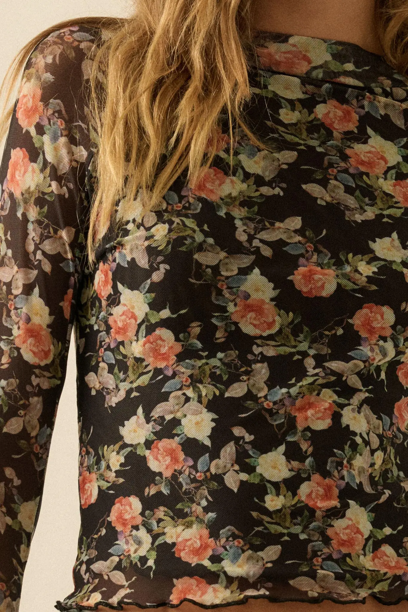 Dream Garden Floral Mesh Thumbhole Top - Image 8
