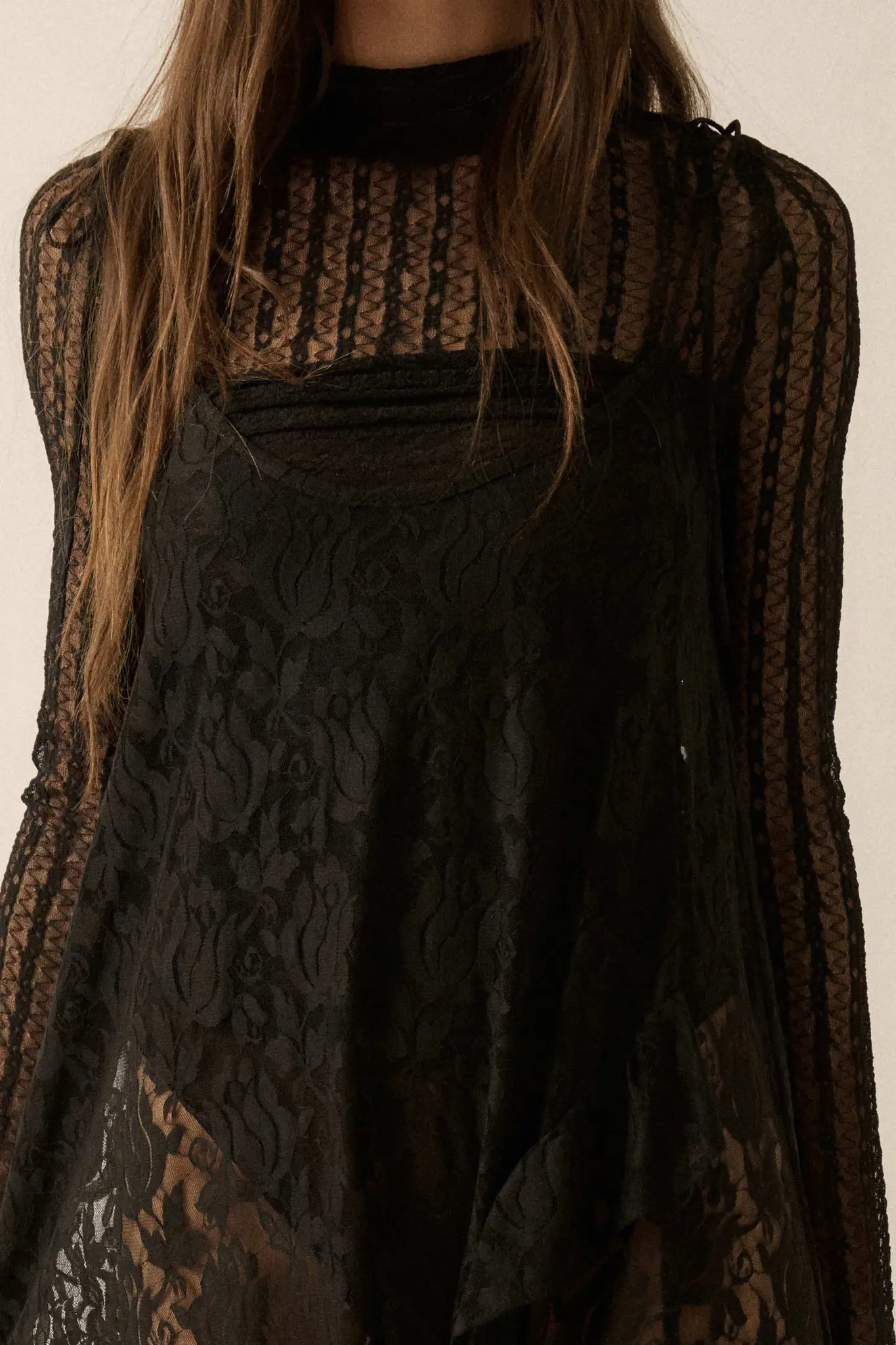 Dream of You Sheer Ruffled Floral Lace Midi Dress - Image 11