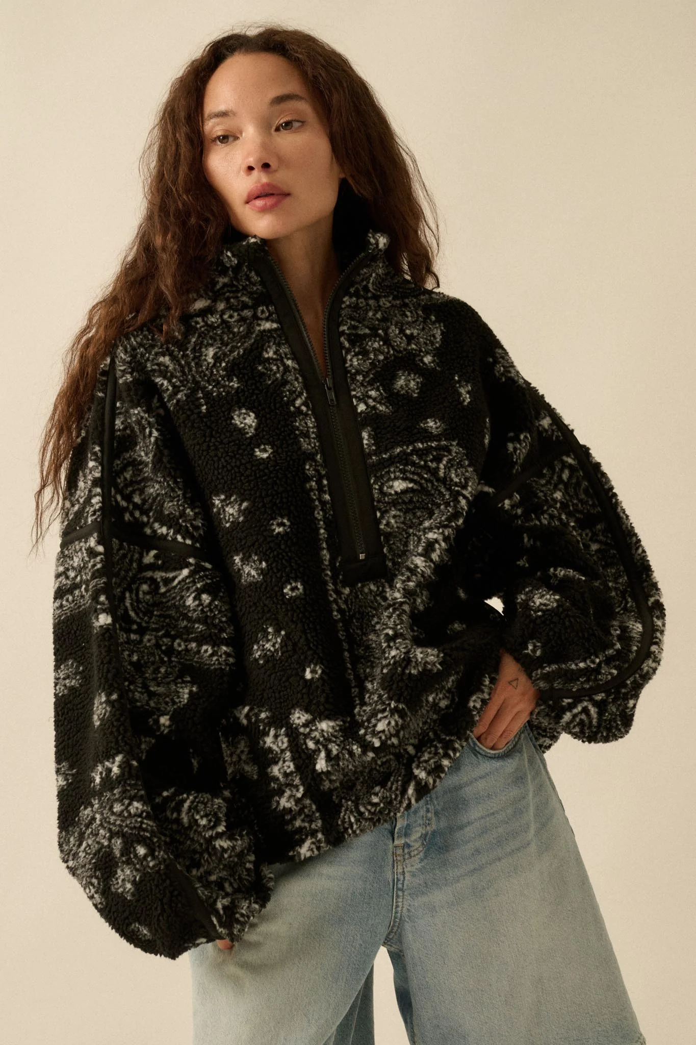 Dream On Paisley-Print Fleece Half-Zip Pullover - Image 10
