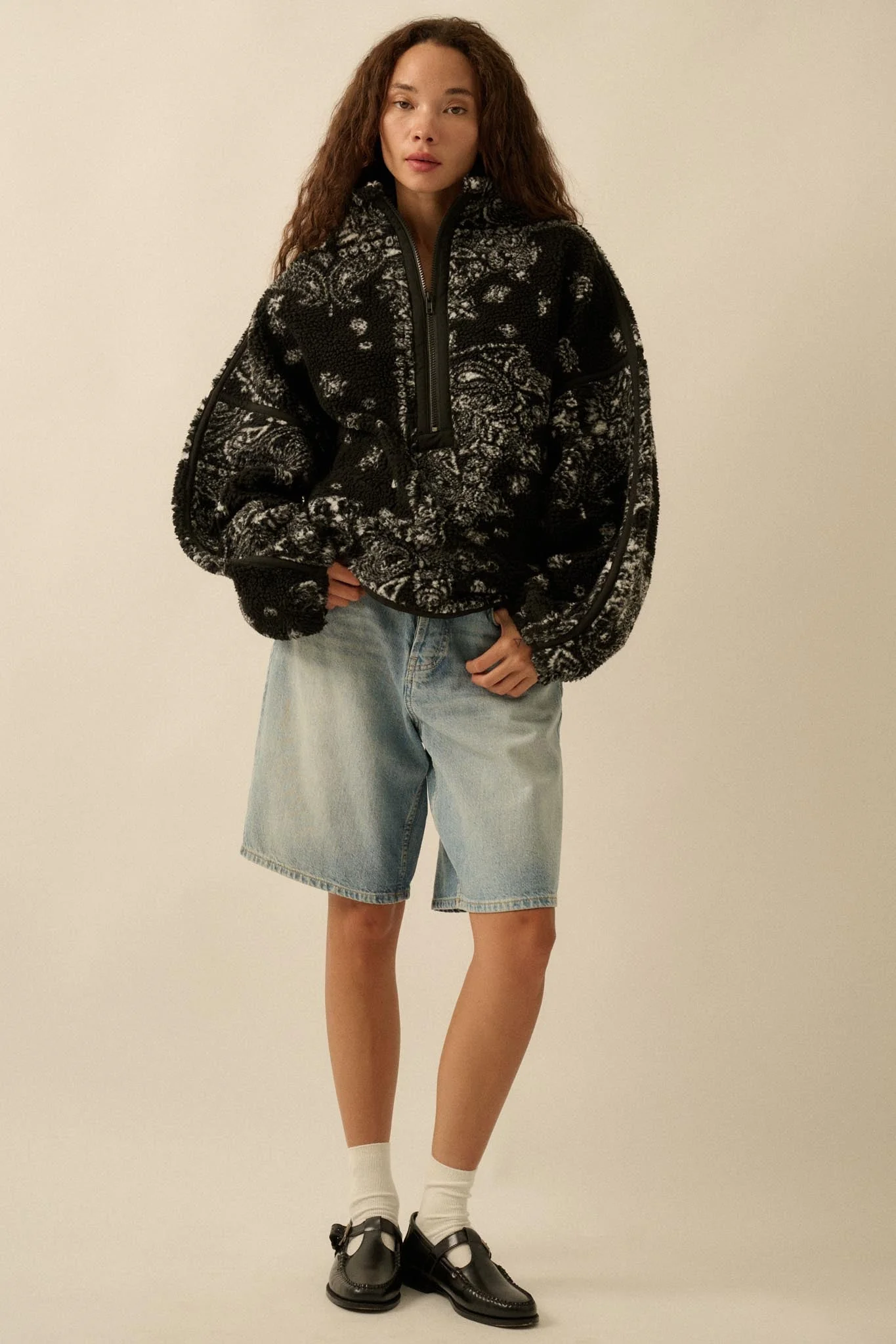 Dream On Paisley-Print Fleece Half-Zip Pullover - Image 12