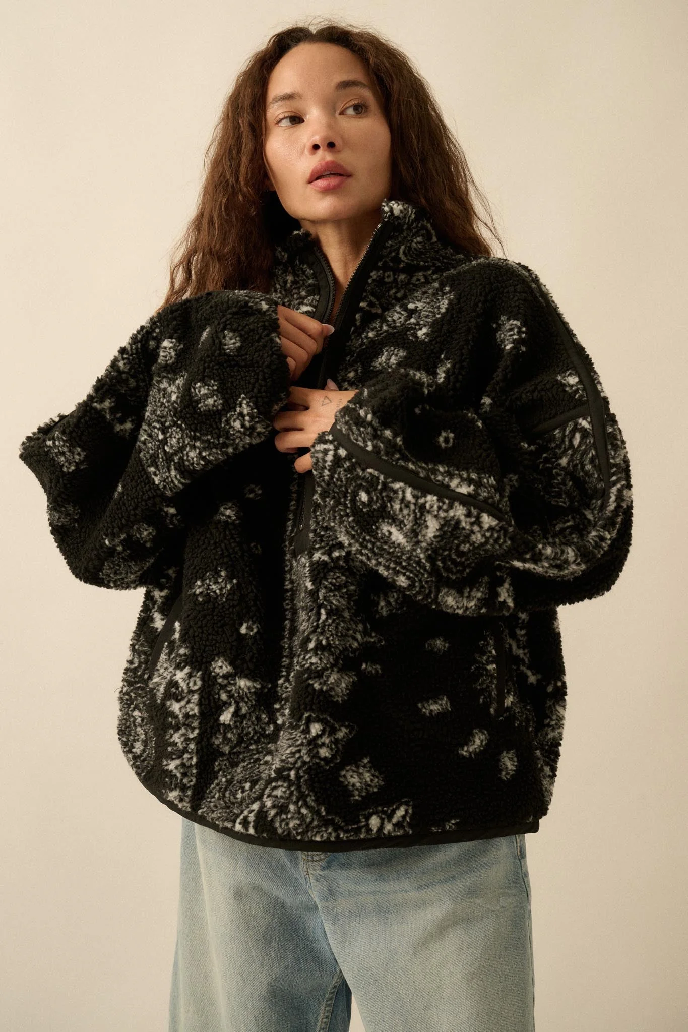 Dream On Paisley-Print Fleece Half-Zip Pullover - Image 14