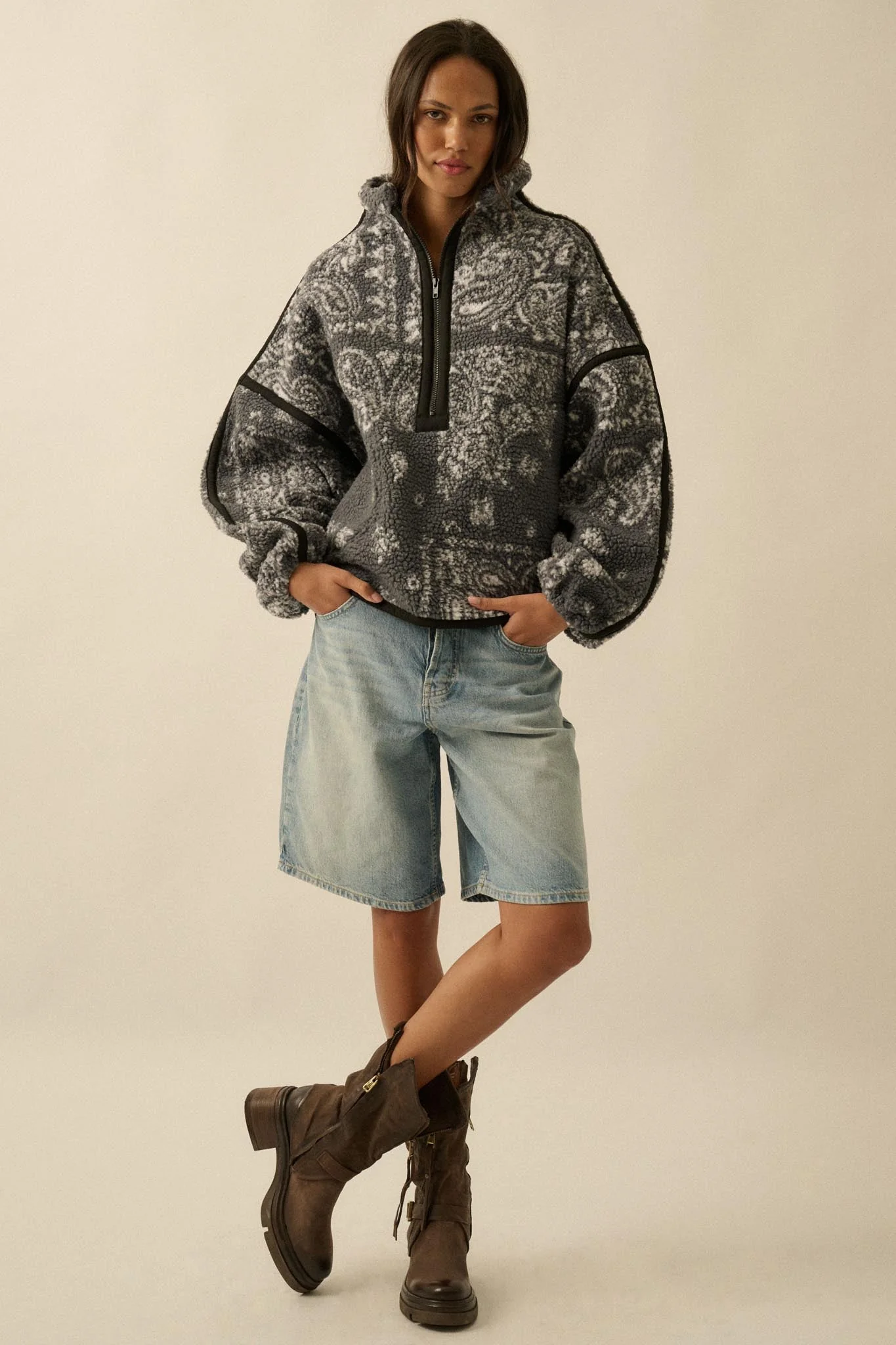 Dream On Paisley-Print Fleece Half-Zip Pullover - Image 18
