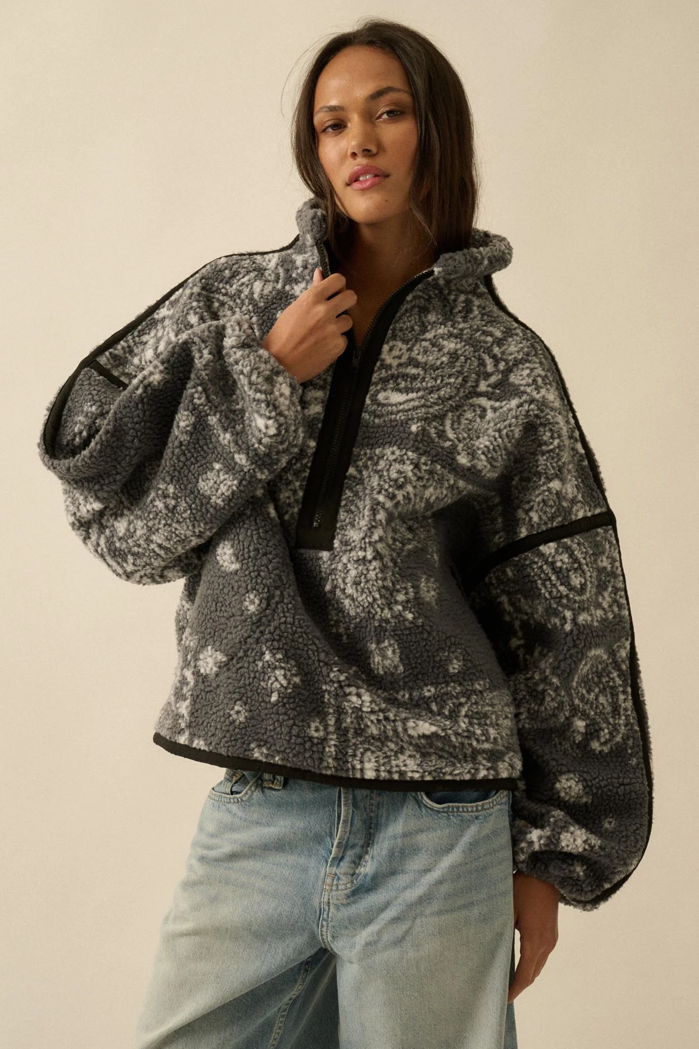 Dream On Paisley-Print Fleece Half-Zip Pullover - Image 19