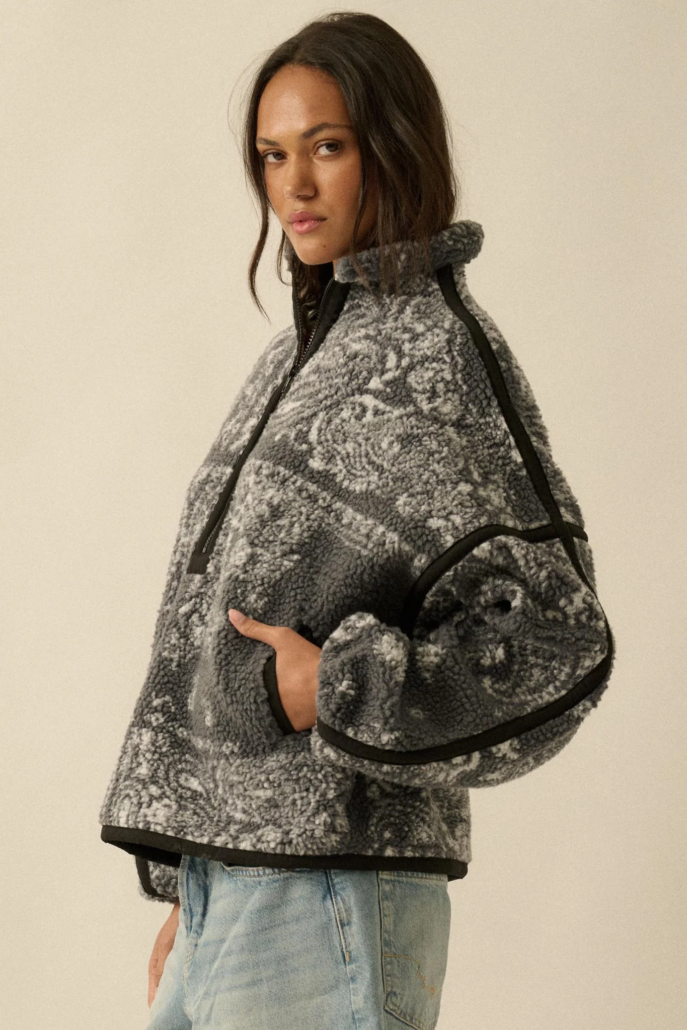 Dream On Paisley-Print Fleece Half-Zip Pullover - Image 20