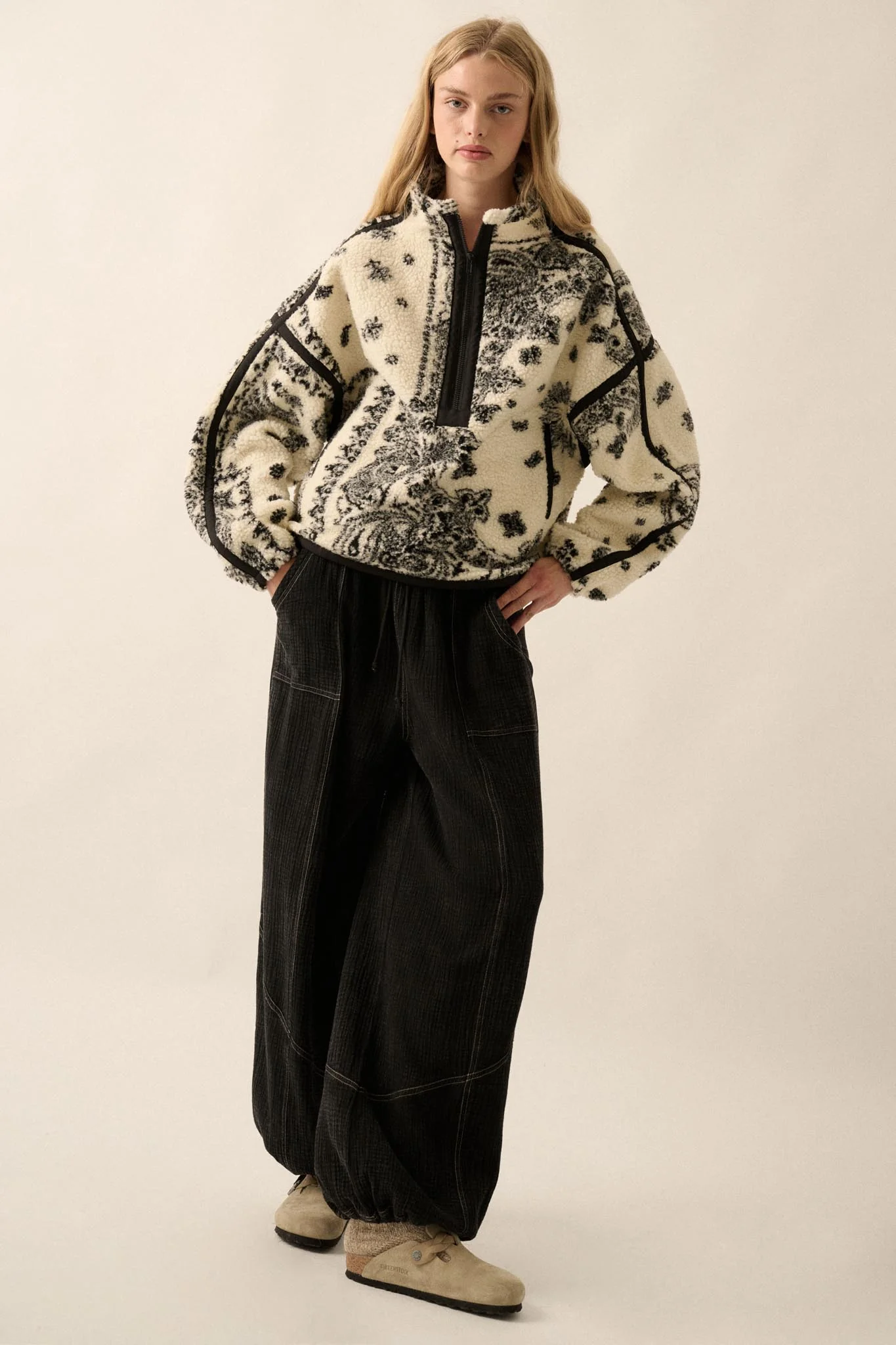 Dream On Paisley-Print Fleece Half-Zip Pullover - Image 5