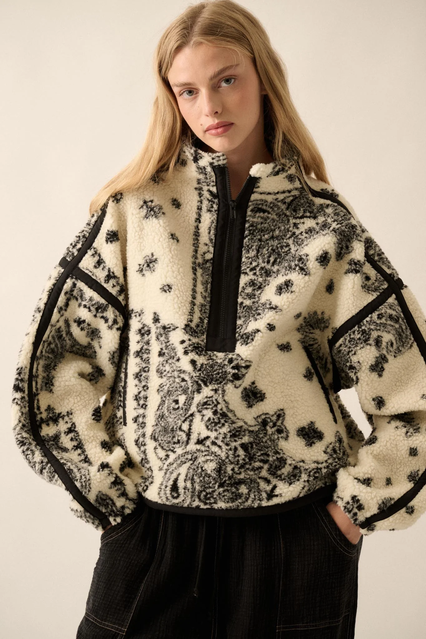 Dream On Paisley-Print Fleece Half-Zip Pullover - Image 7
