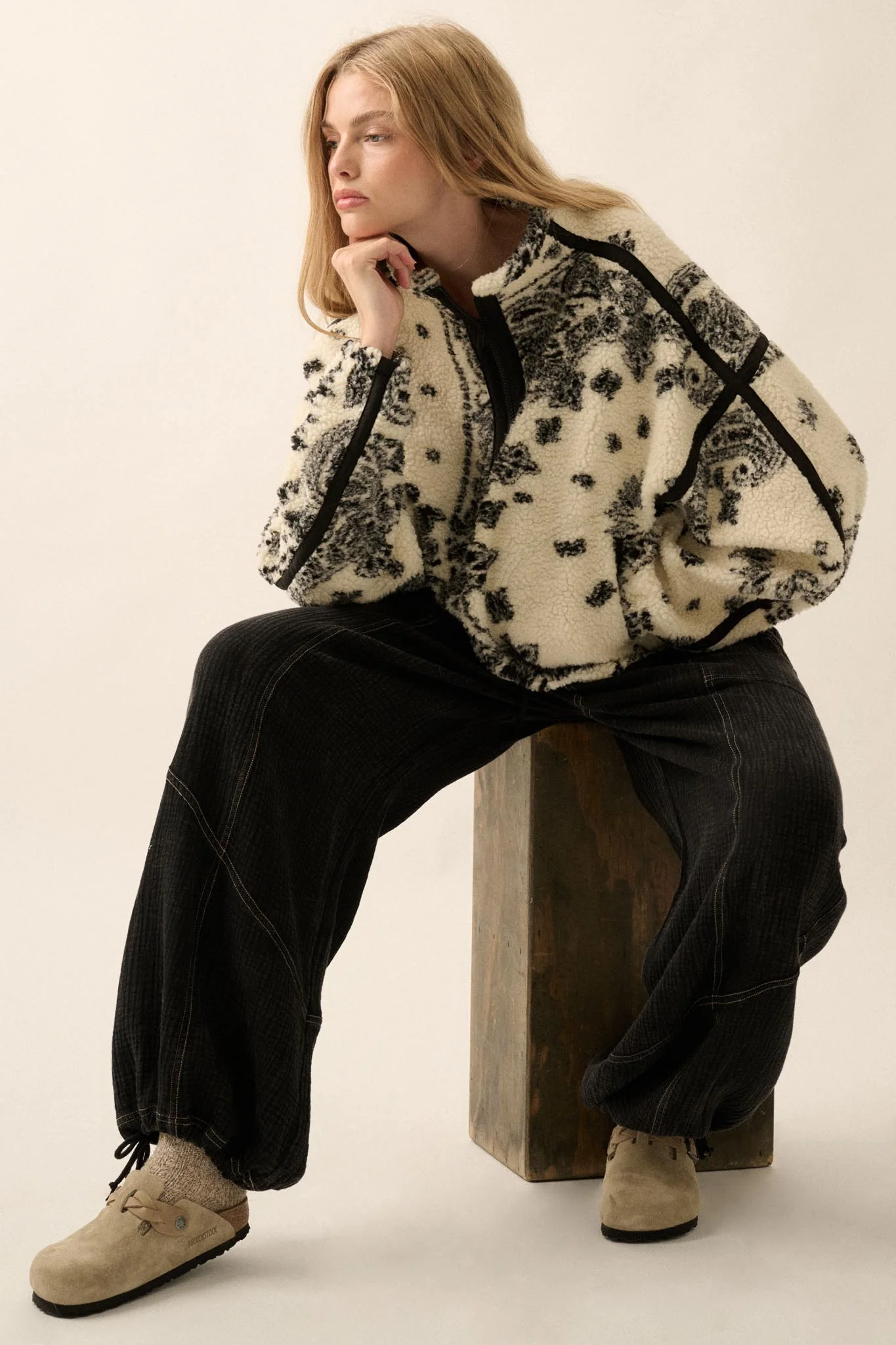 Dream On Paisley-Print Fleece Half-Zip Pullover - Image 8
