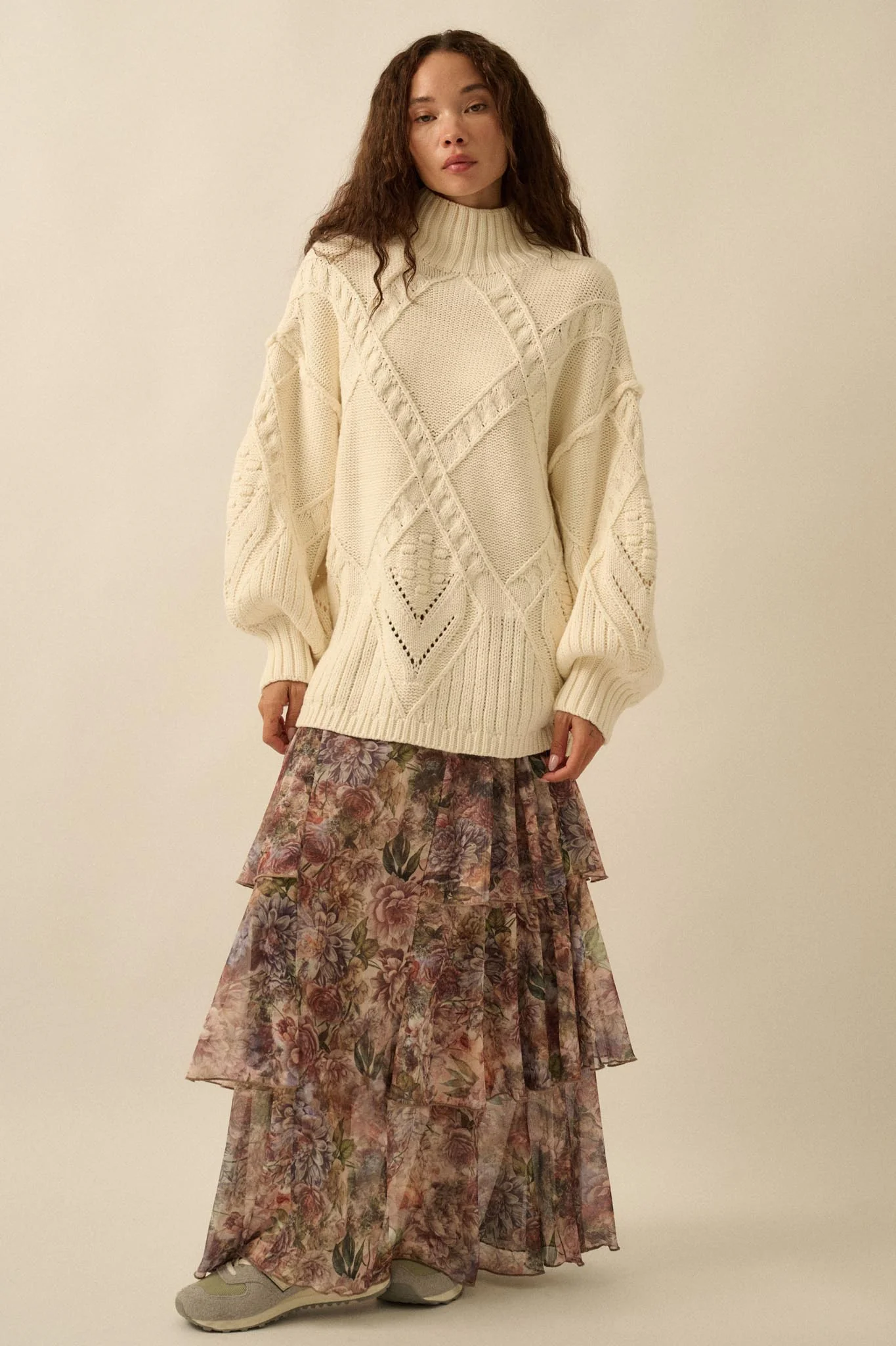 Dream Valley Floral Mesh Tiered Ruffle Maxi Skirt - Image 4