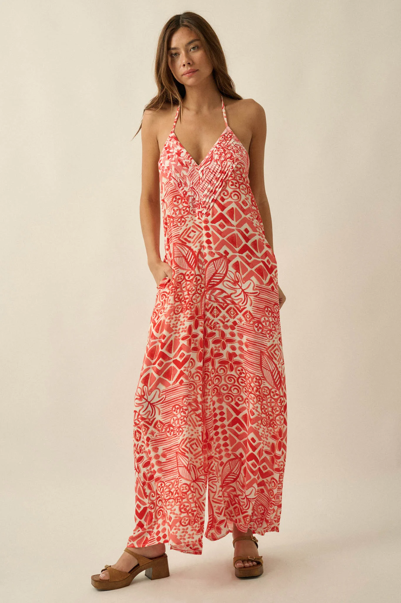 Dream Voyage Batik-Print Wide-Leg Halter Jumpsuit - Image 12