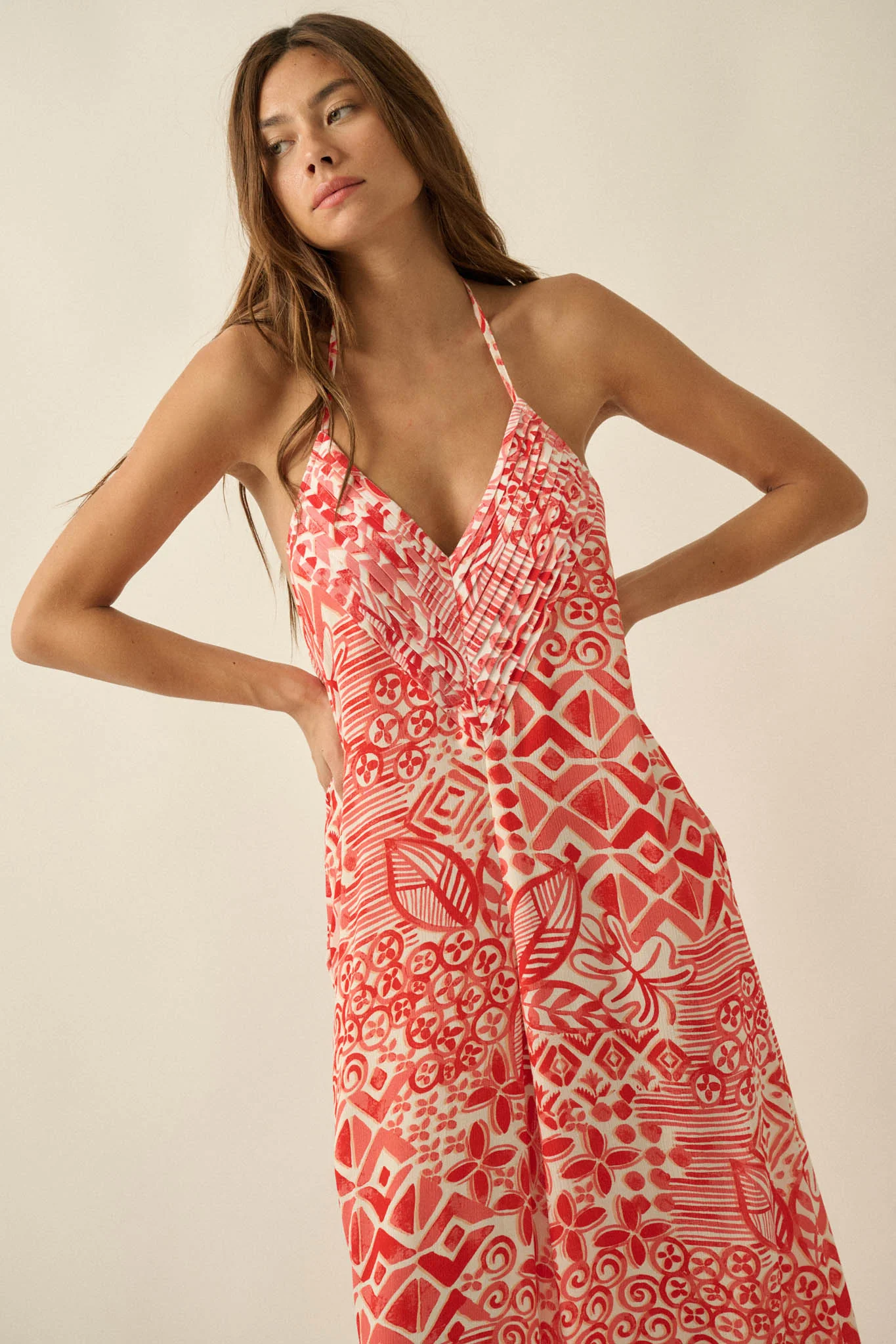 Dream Voyage Batik-Print Wide-Leg Halter Jumpsuit - Image 13