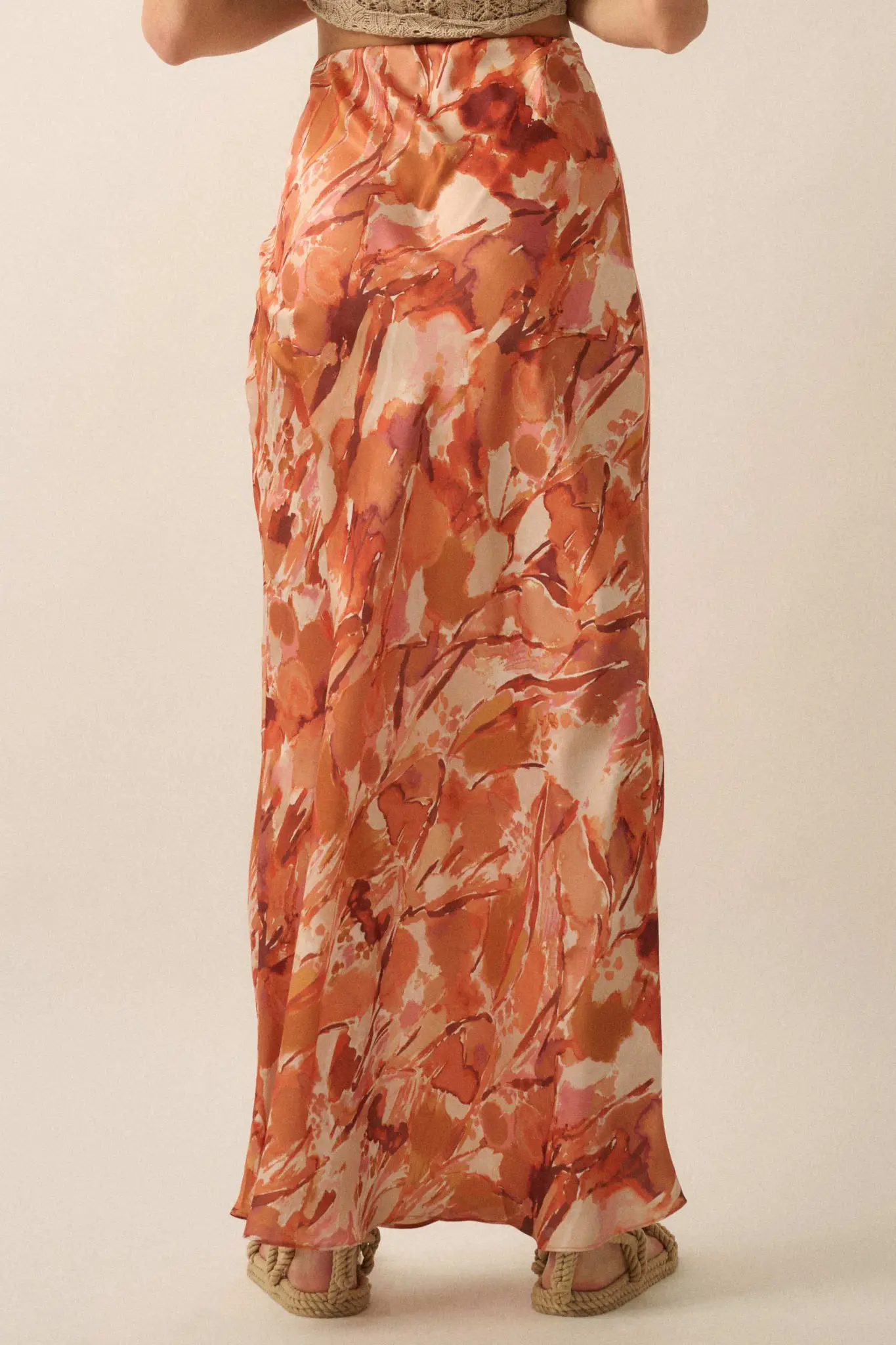 Dream Weaver Abstract-Print Satin Maxi Skirt - Image 6