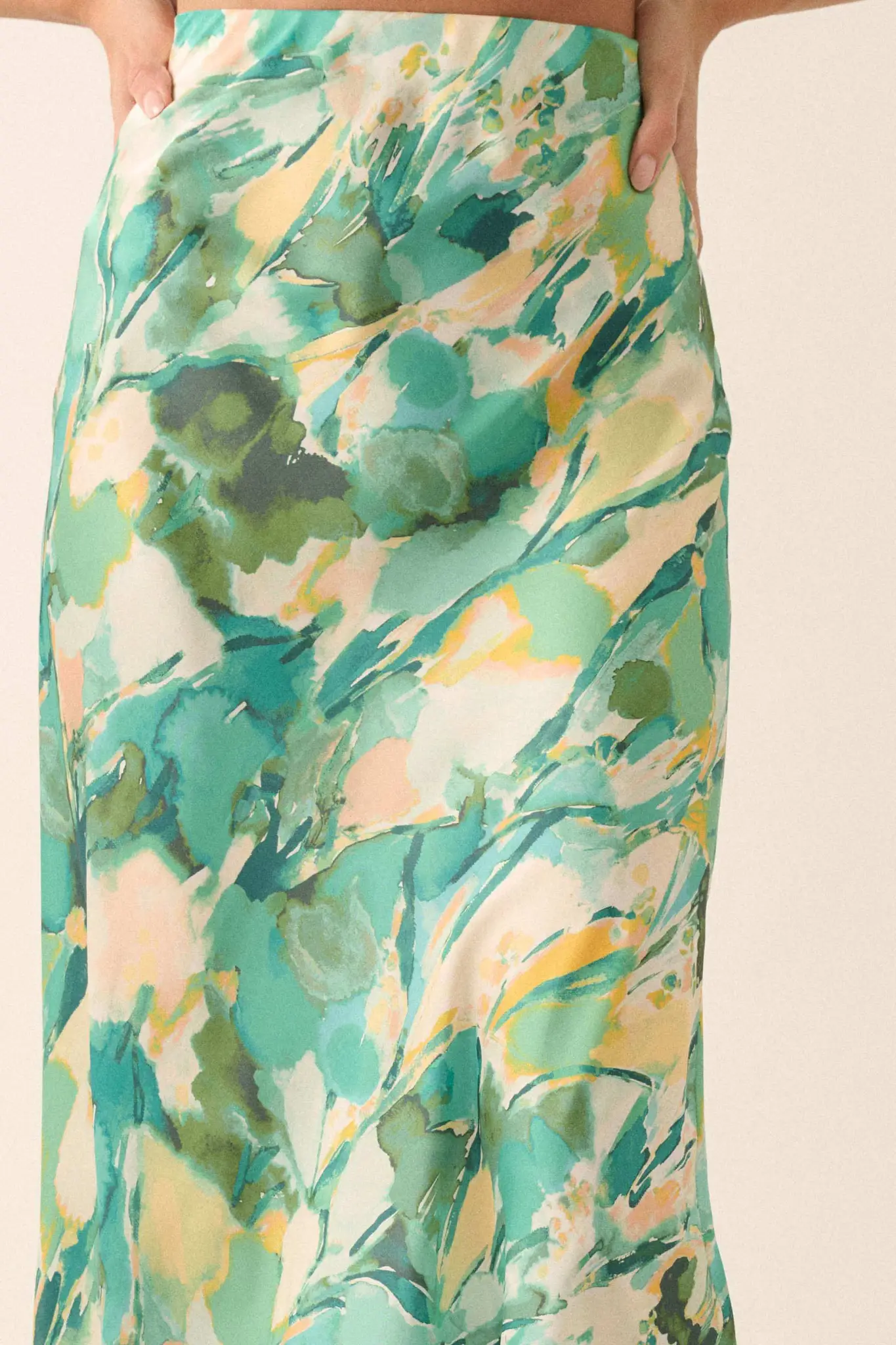 Dream Weaver Abstract-Print Satin Maxi Skirt - Image 9