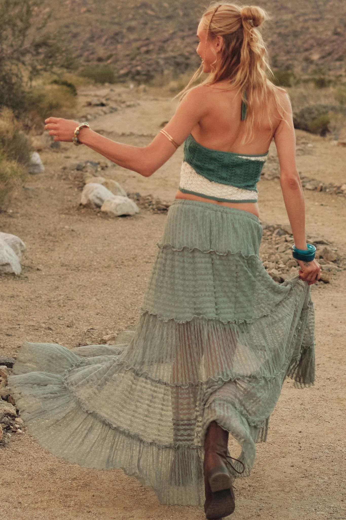 Dreaming of You Striped Lace Tiered Maxi Skirt - Image 12