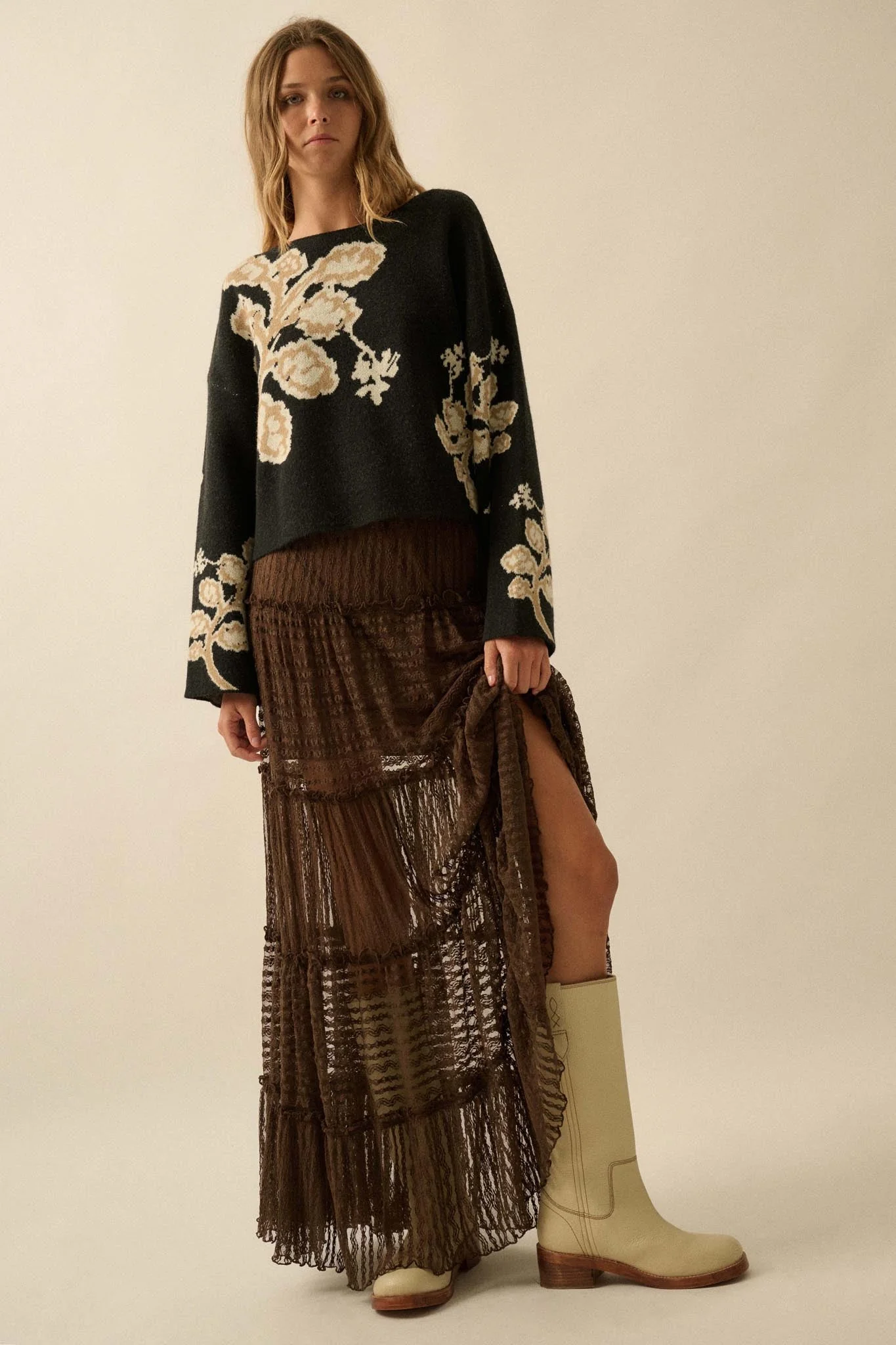 Dreaming of You Striped Lace Tiered Maxi Skirt - Image 22