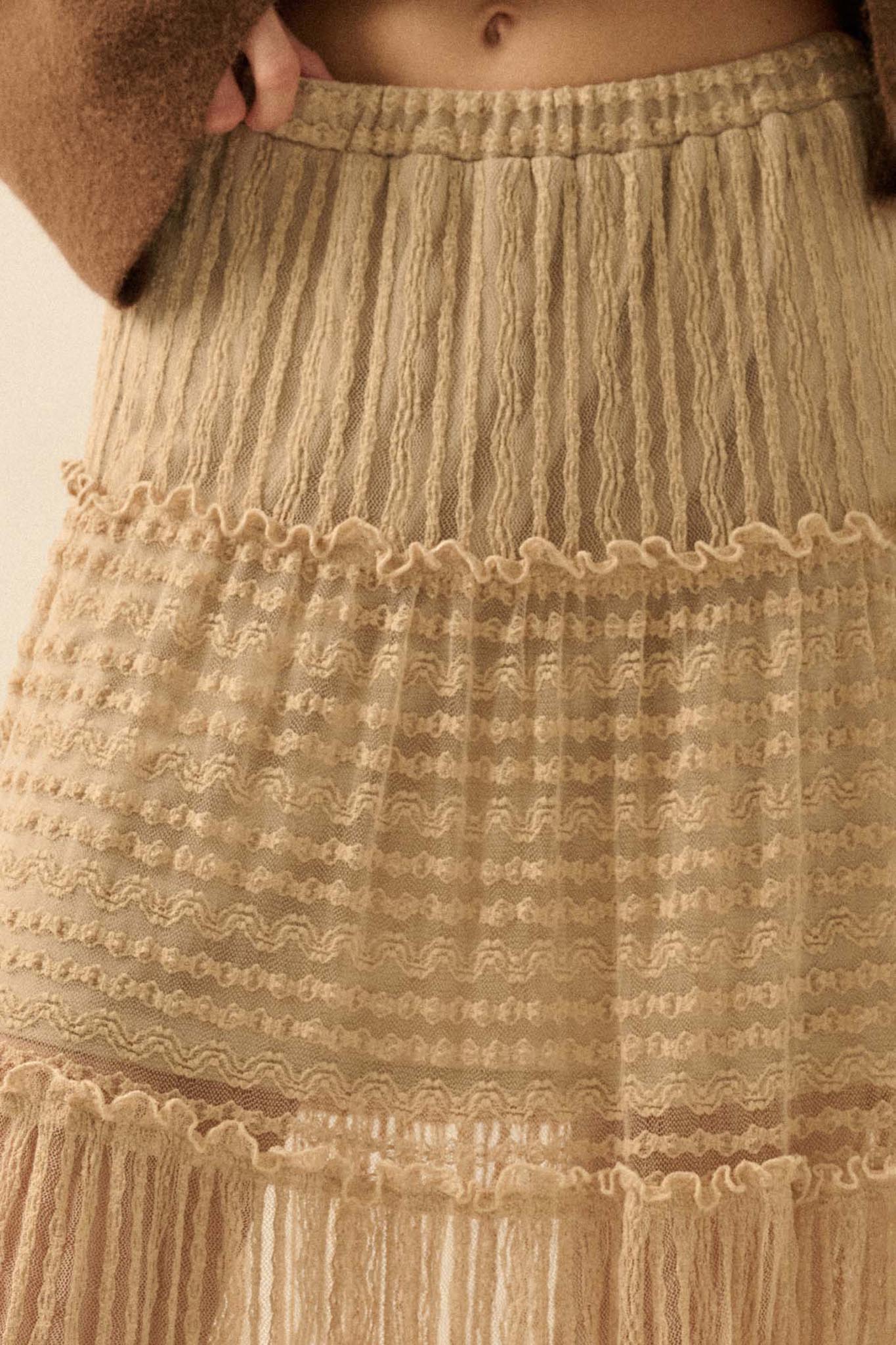 Dreaming of You Striped Lace Tiered Maxi Skirt - Image 26