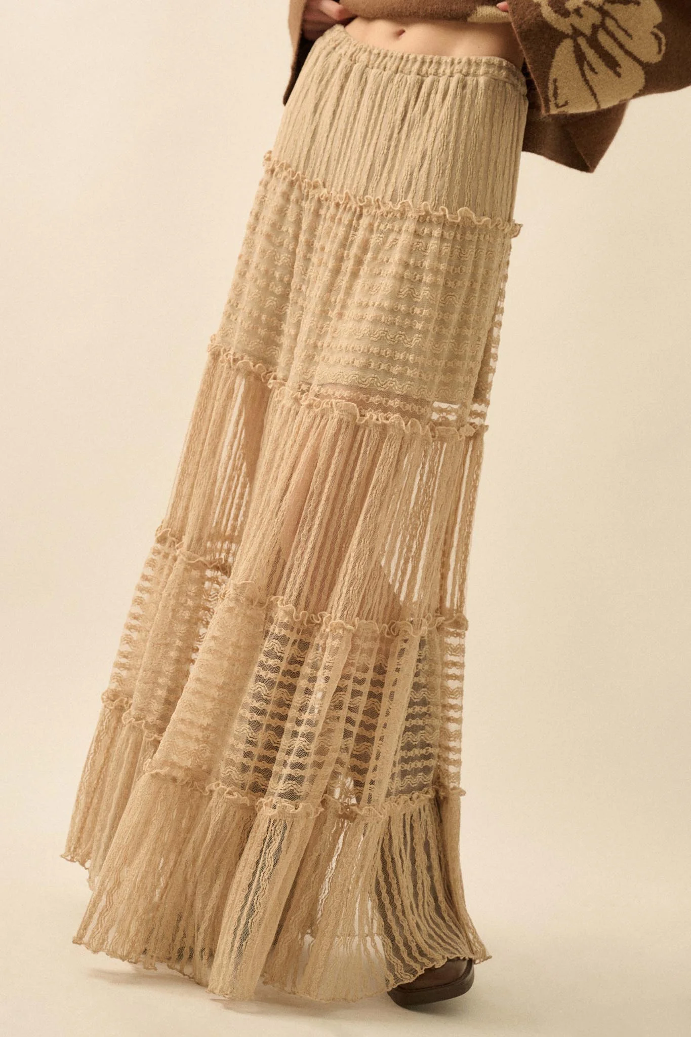 Dreaming of You Striped Lace Tiered Maxi Skirt - Image 27
