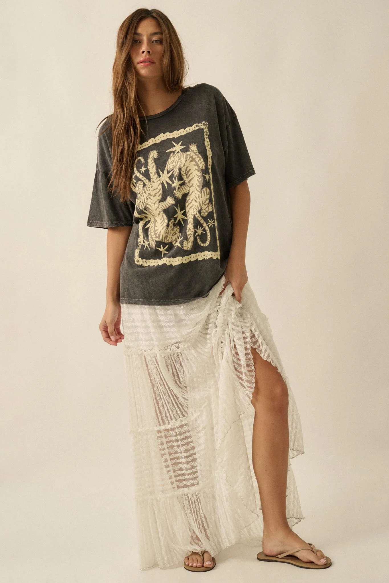 Dreaming of You Striped Lace Tiered Maxi Skirt - Image 4