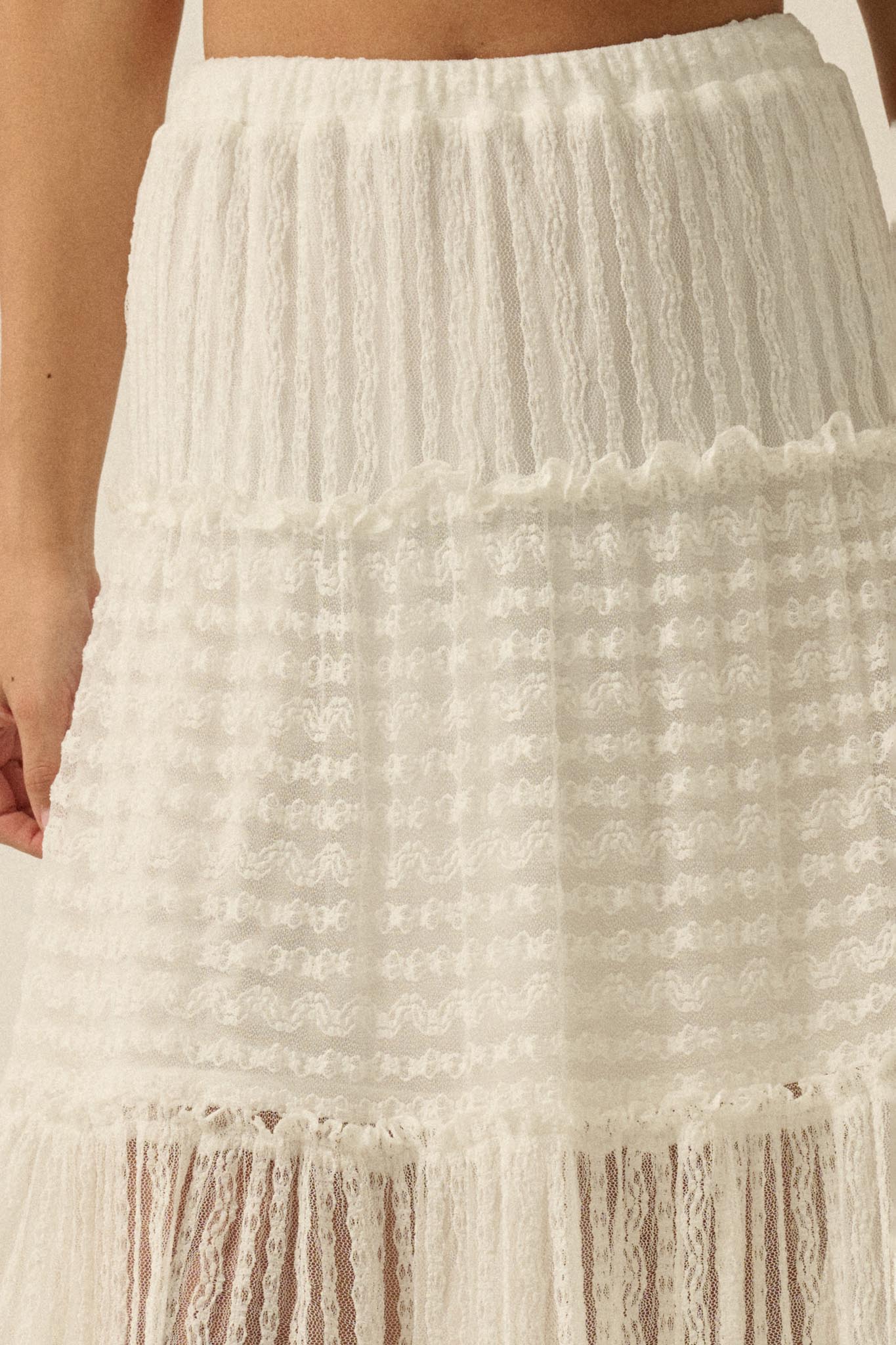 Dreaming of You Striped Lace Tiered Maxi Skirt - Image 5