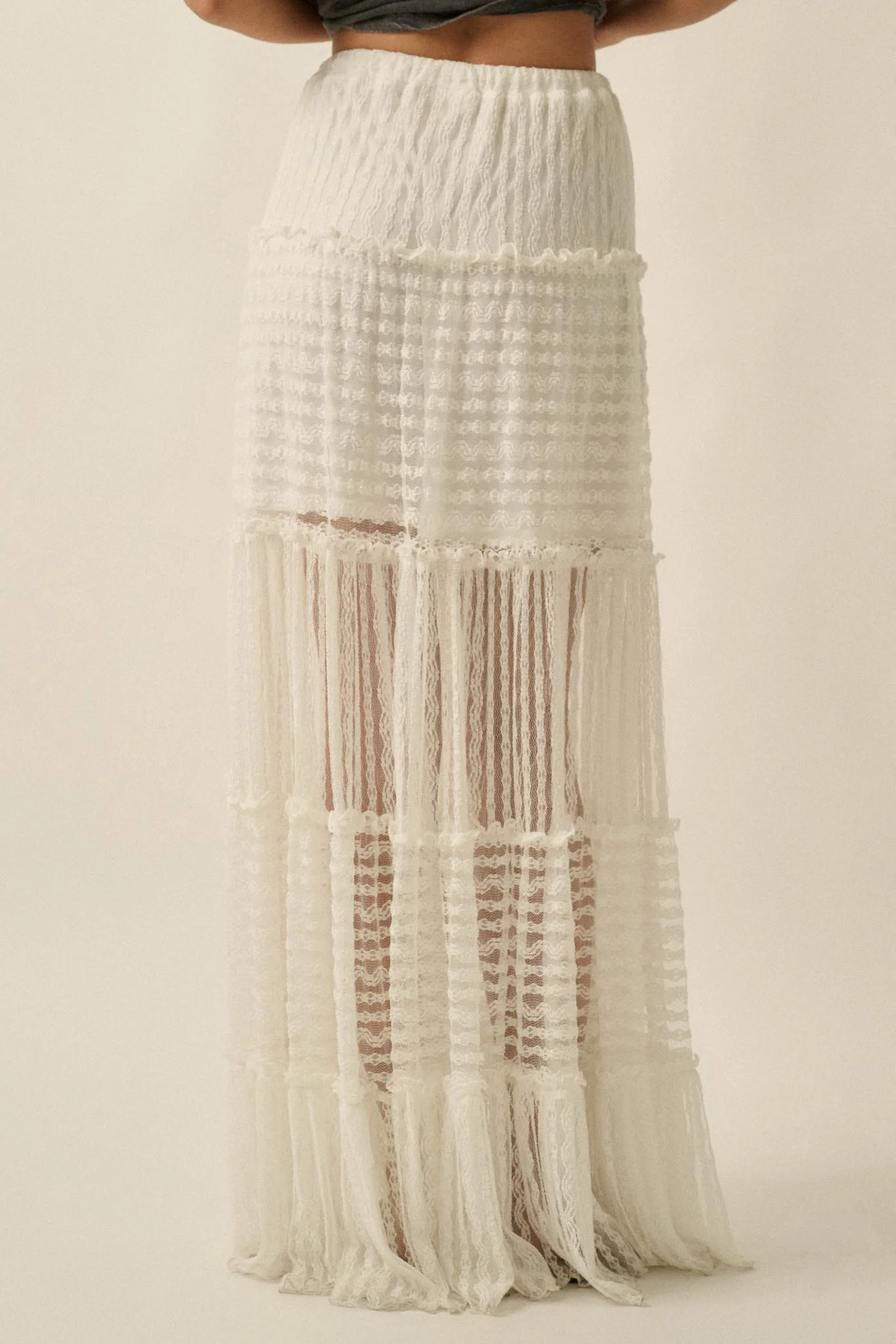 Dreaming of You Striped Lace Tiered Maxi Skirt - Image 9