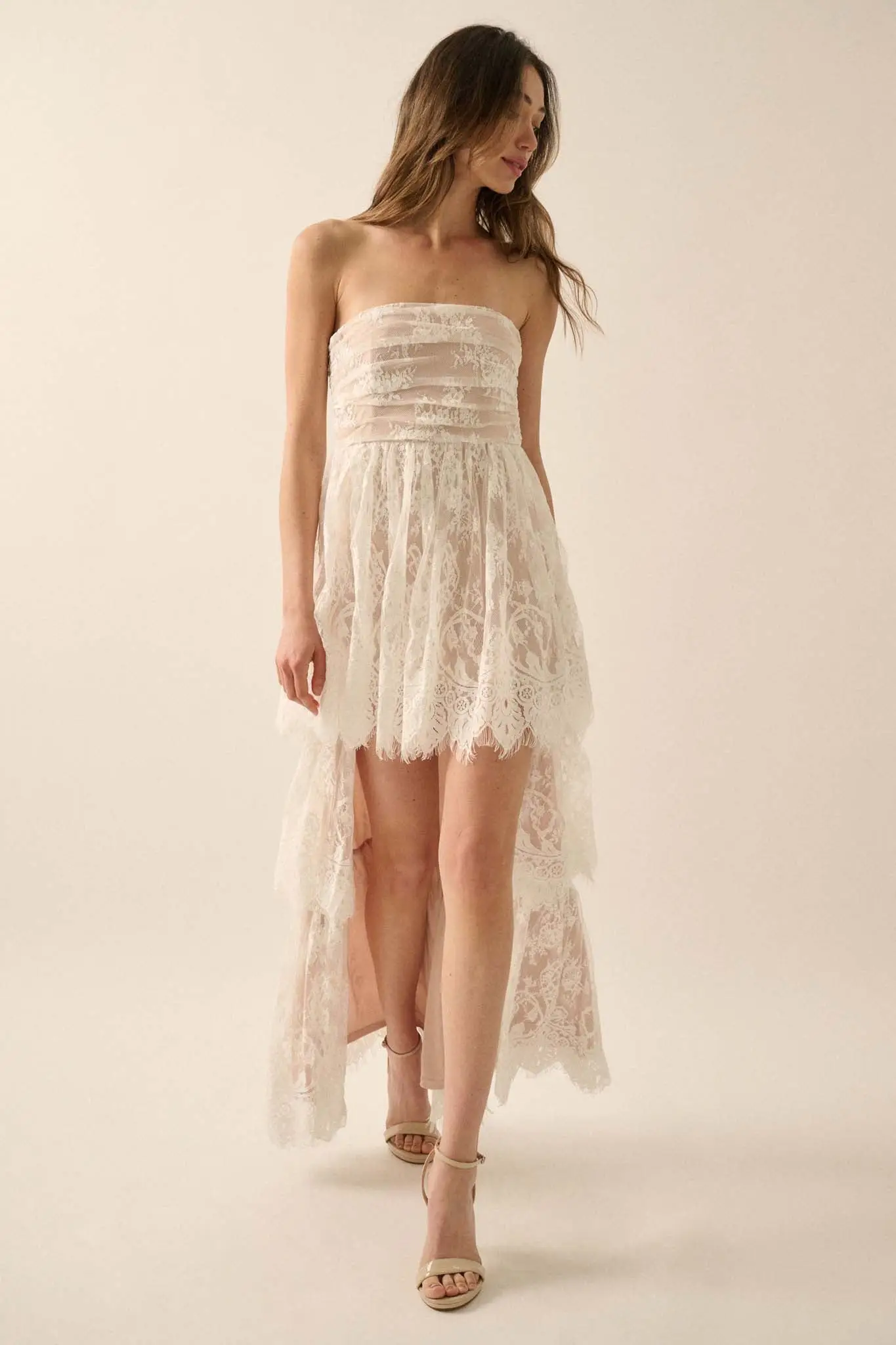 Dreams of Love Layered Lace High-Low Maxi Dress - Image 11