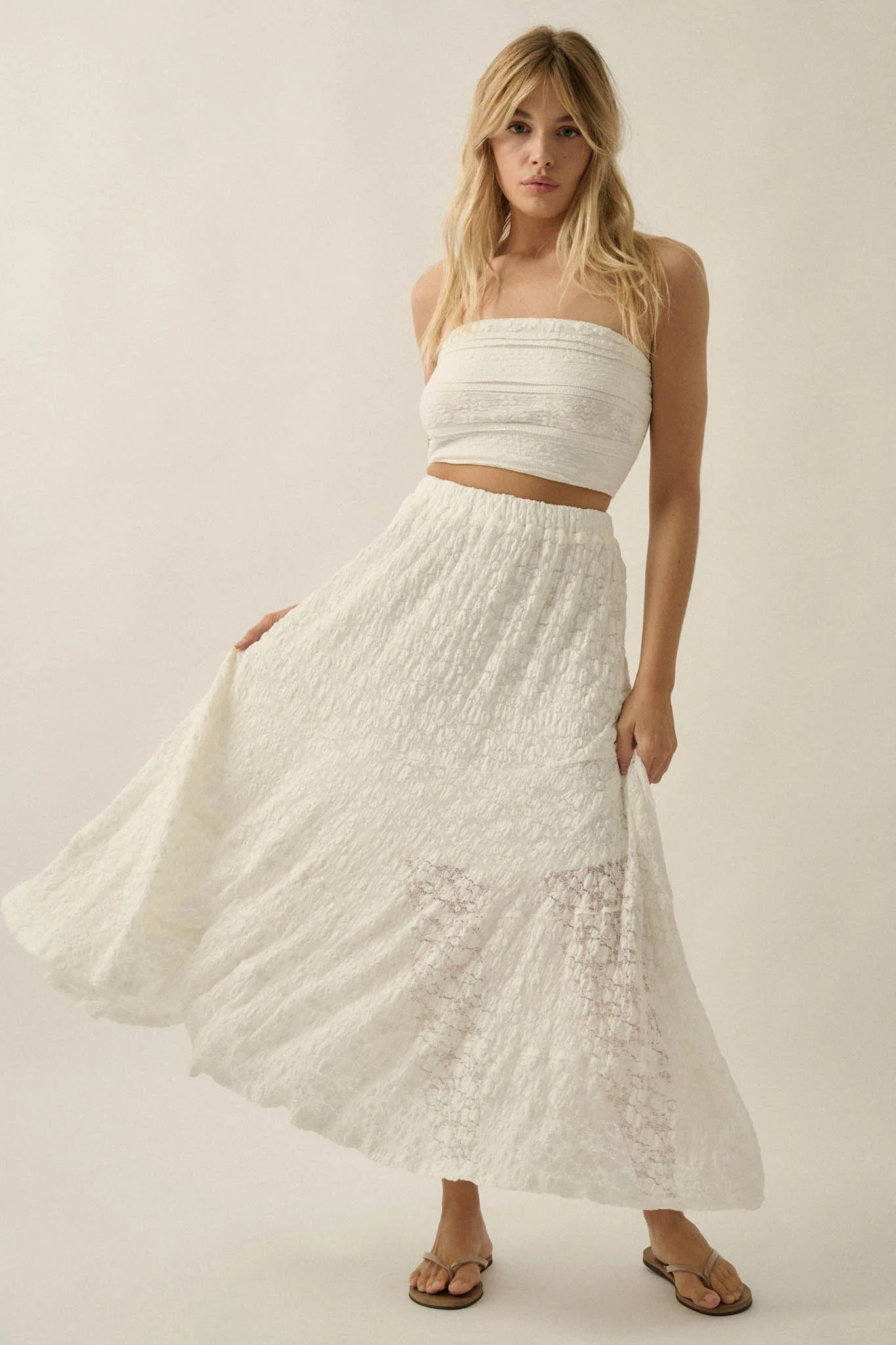 Dreamy Day Floral Lace Asymmetrical Midi Skirt - Image 13