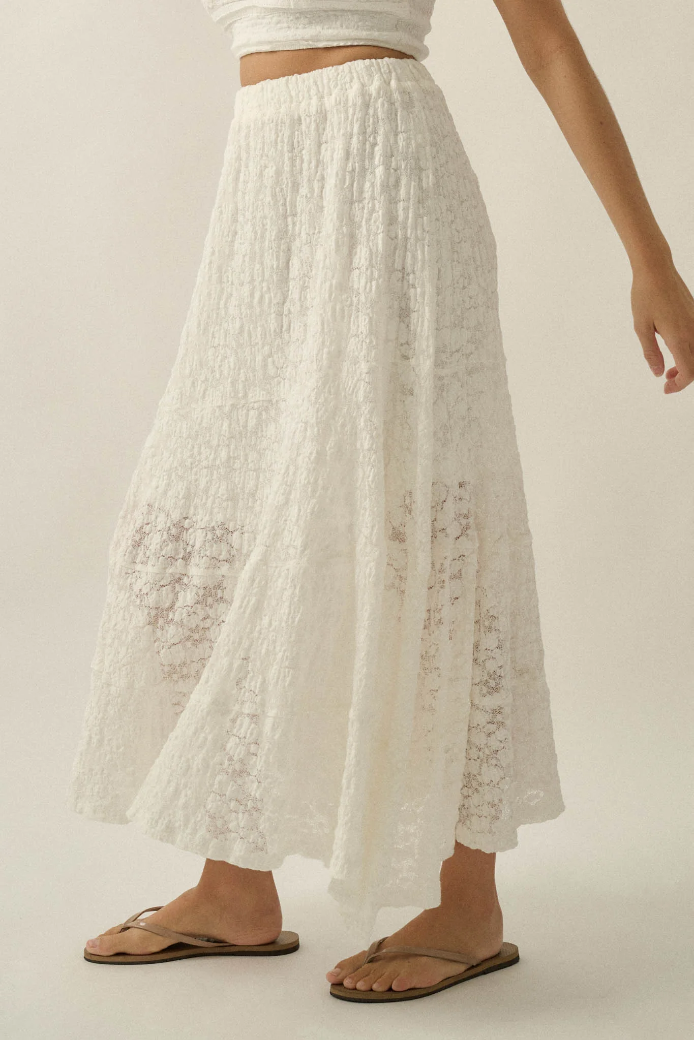 Dreamy Day Floral Lace Asymmetrical Midi Skirt - Image 14