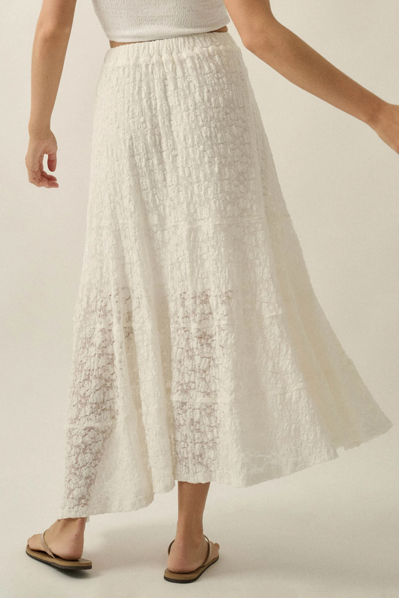 Dreamy Day Floral Lace Asymmetrical Midi Skirt - Image 15