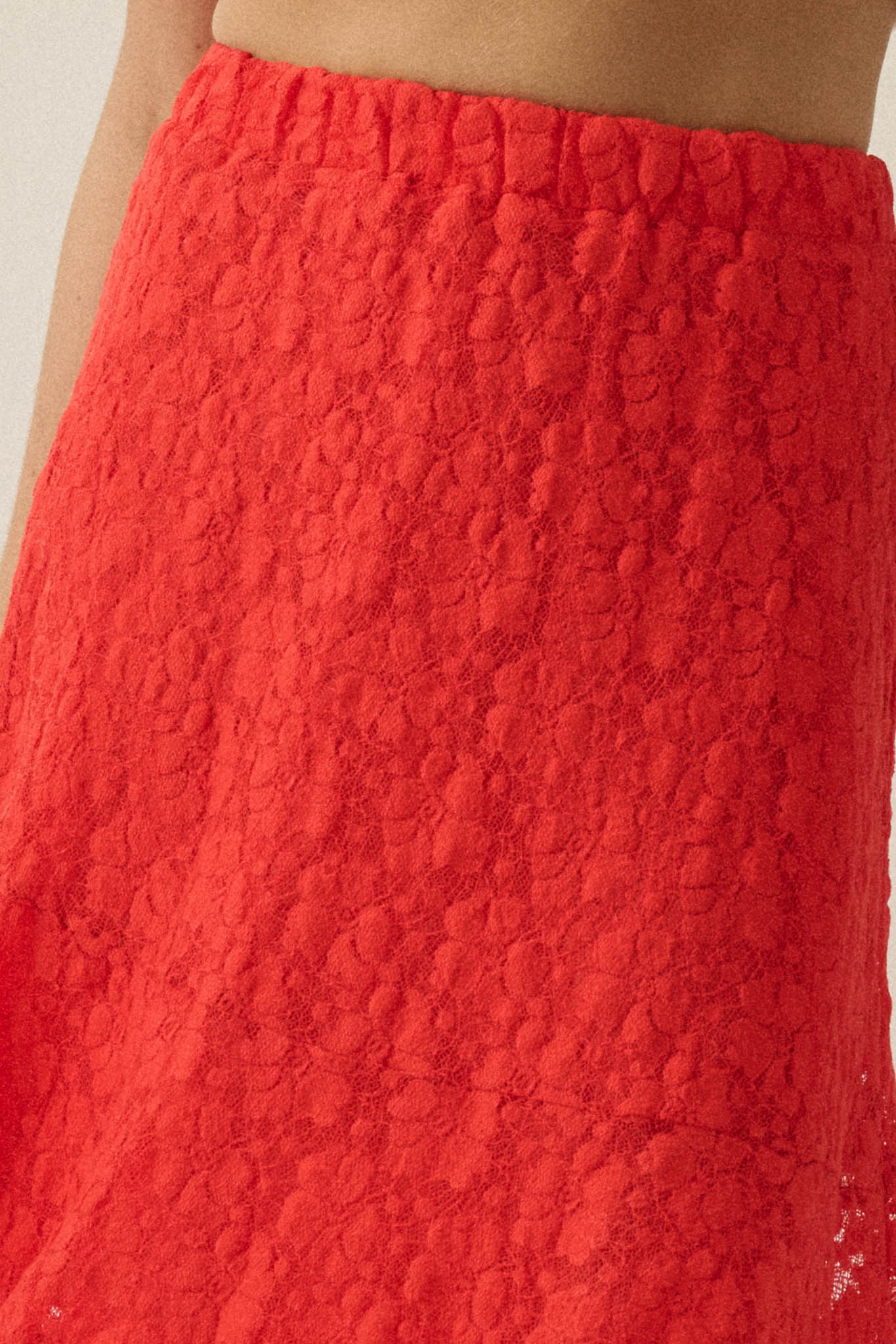 Dreamy Day Floral Lace Asymmetrical Midi Skirt - Image 3