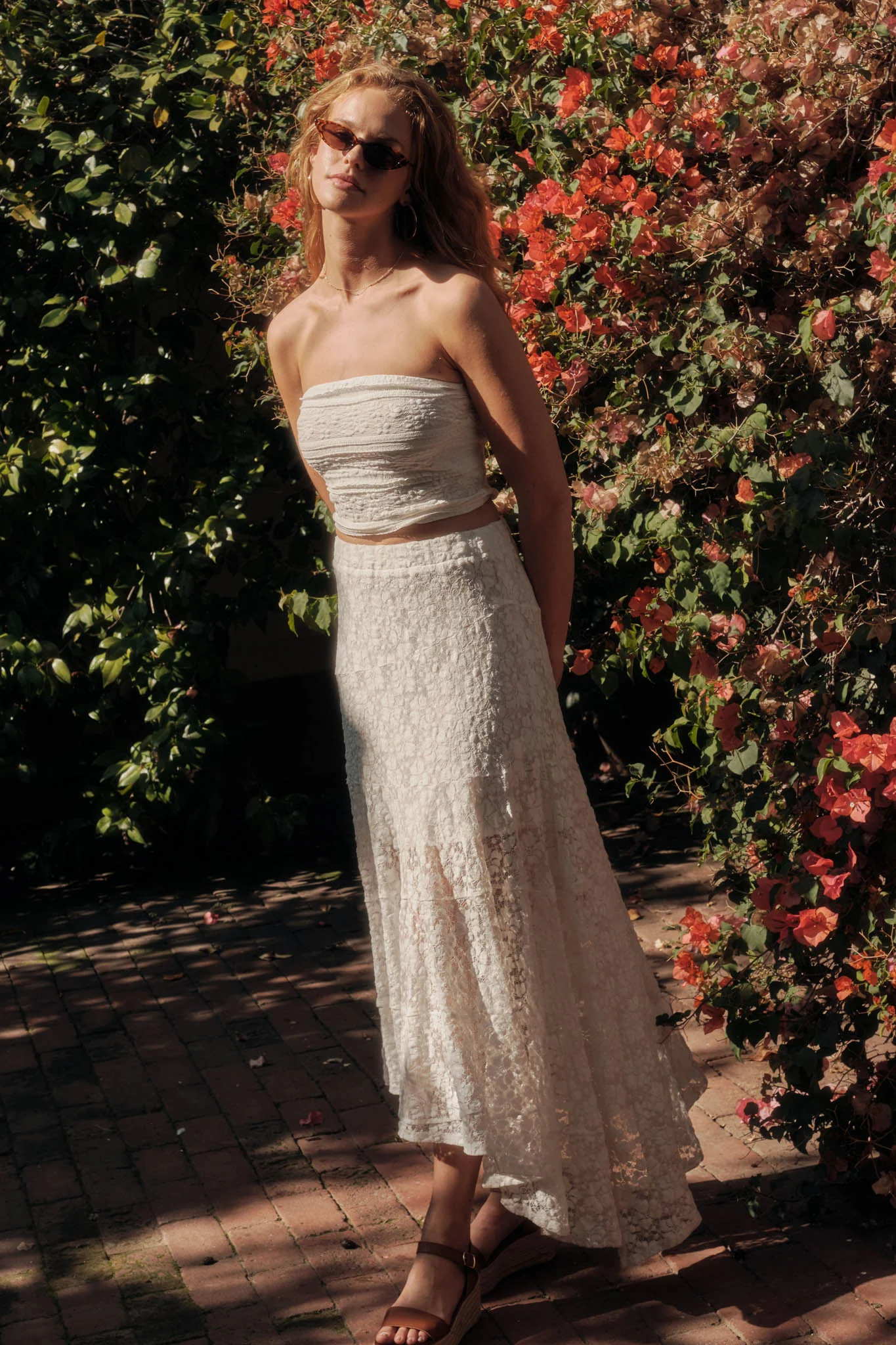Dreamy Day Floral Lace Asymmetrical Midi Skirt - Image 7
