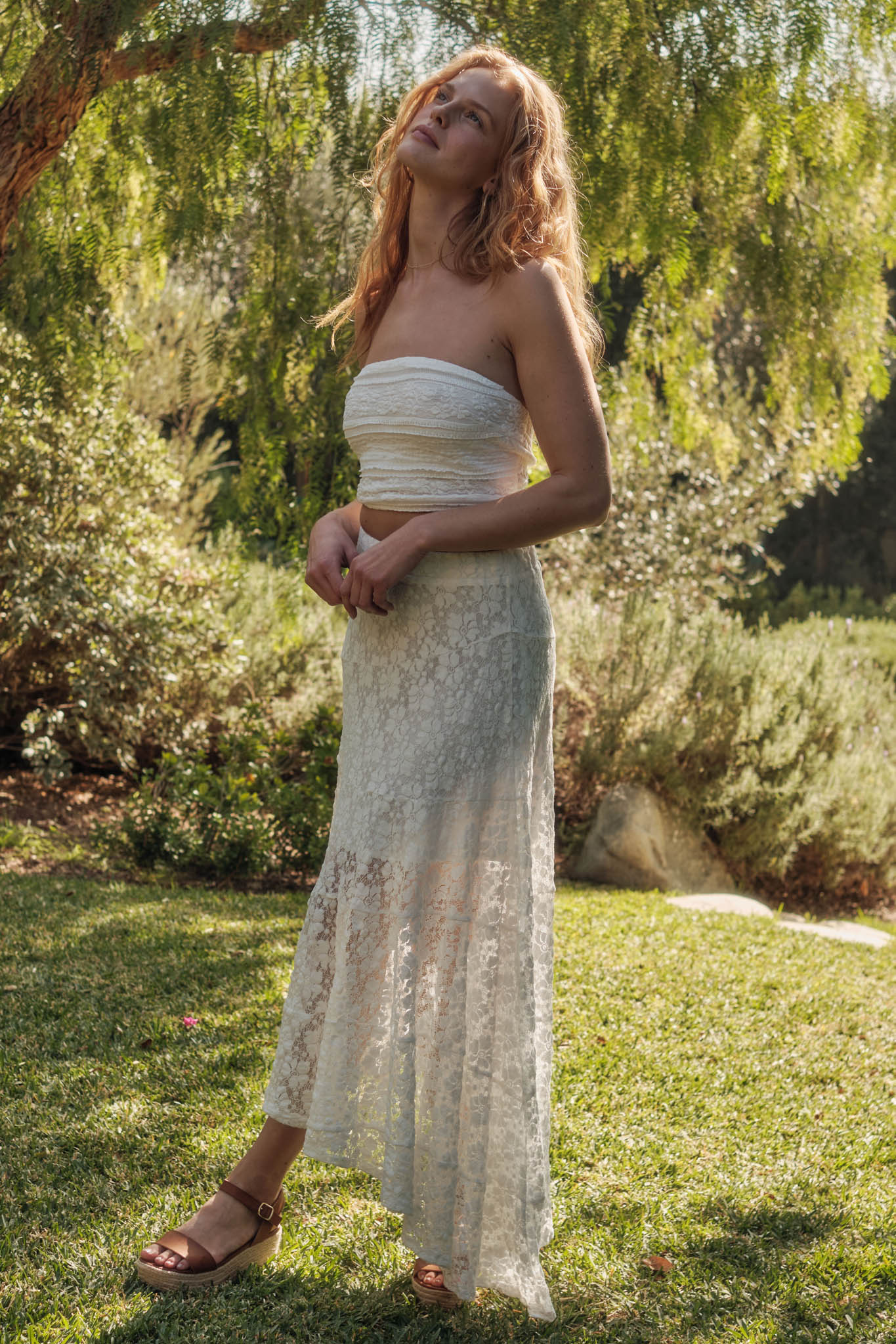 Dreamy Day Floral Lace Asymmetrical Midi Skirt - Image 9