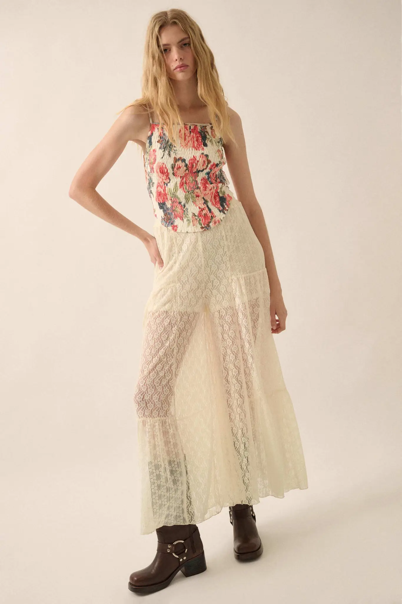 Dreamy Delight Floral Lace Ruffled Wide Leg Pants - Image 4