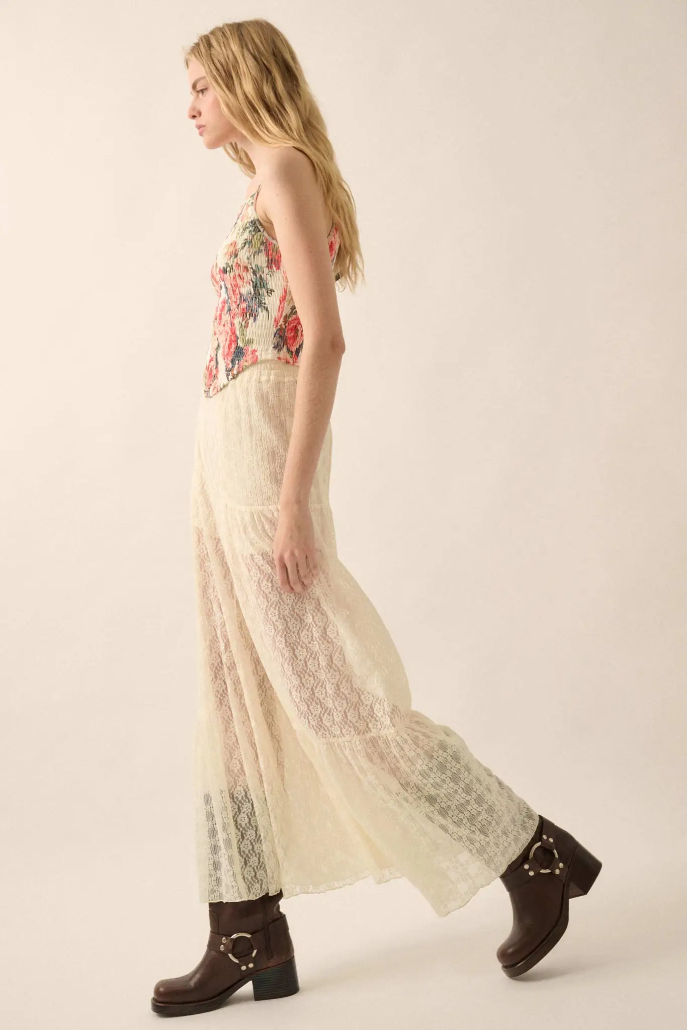 Dreamy Delight Floral Lace Ruffled Wide Leg Pants - Image 8