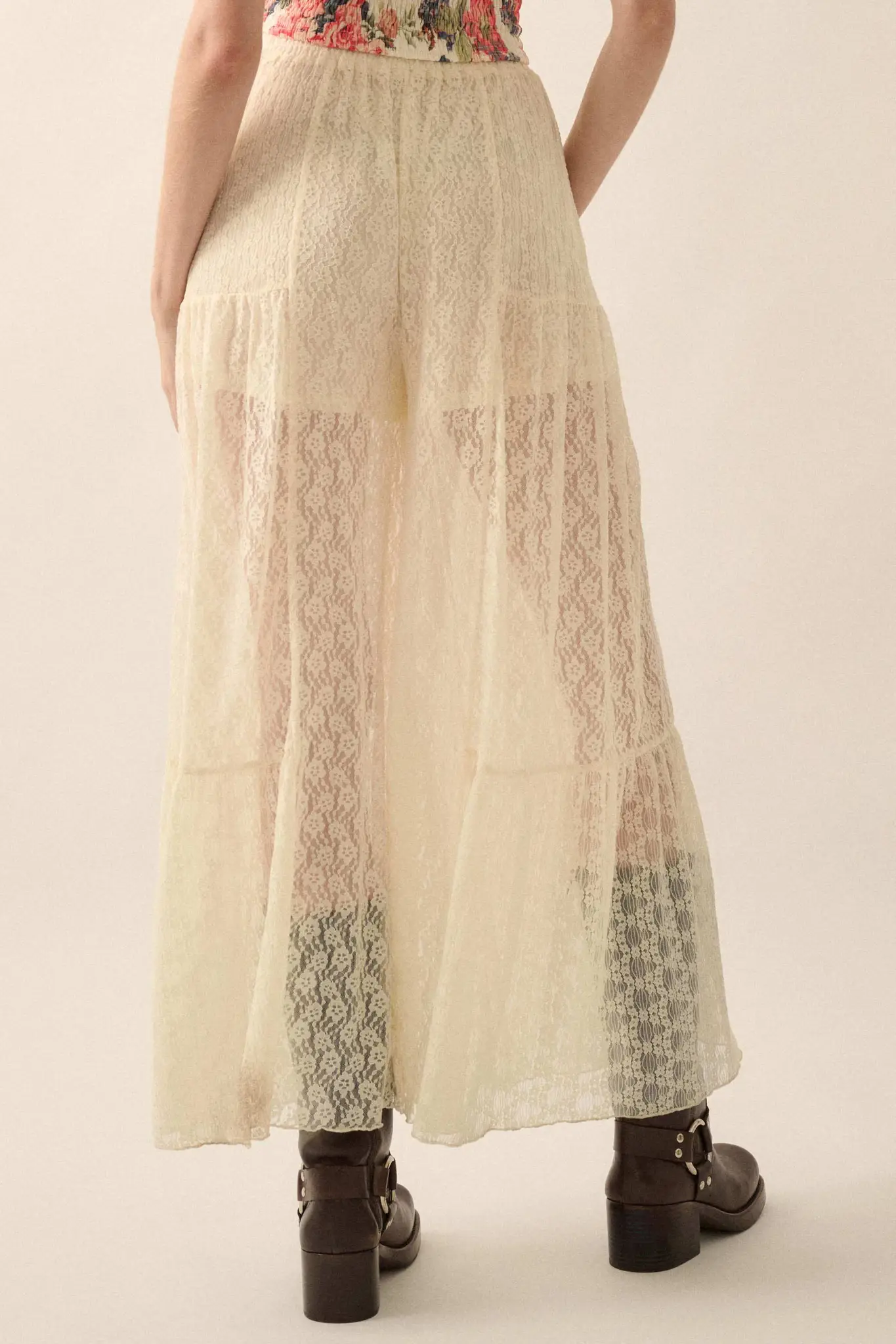 Dreamy Delight Floral Lace Ruffled Wide Leg Pants - Image 9