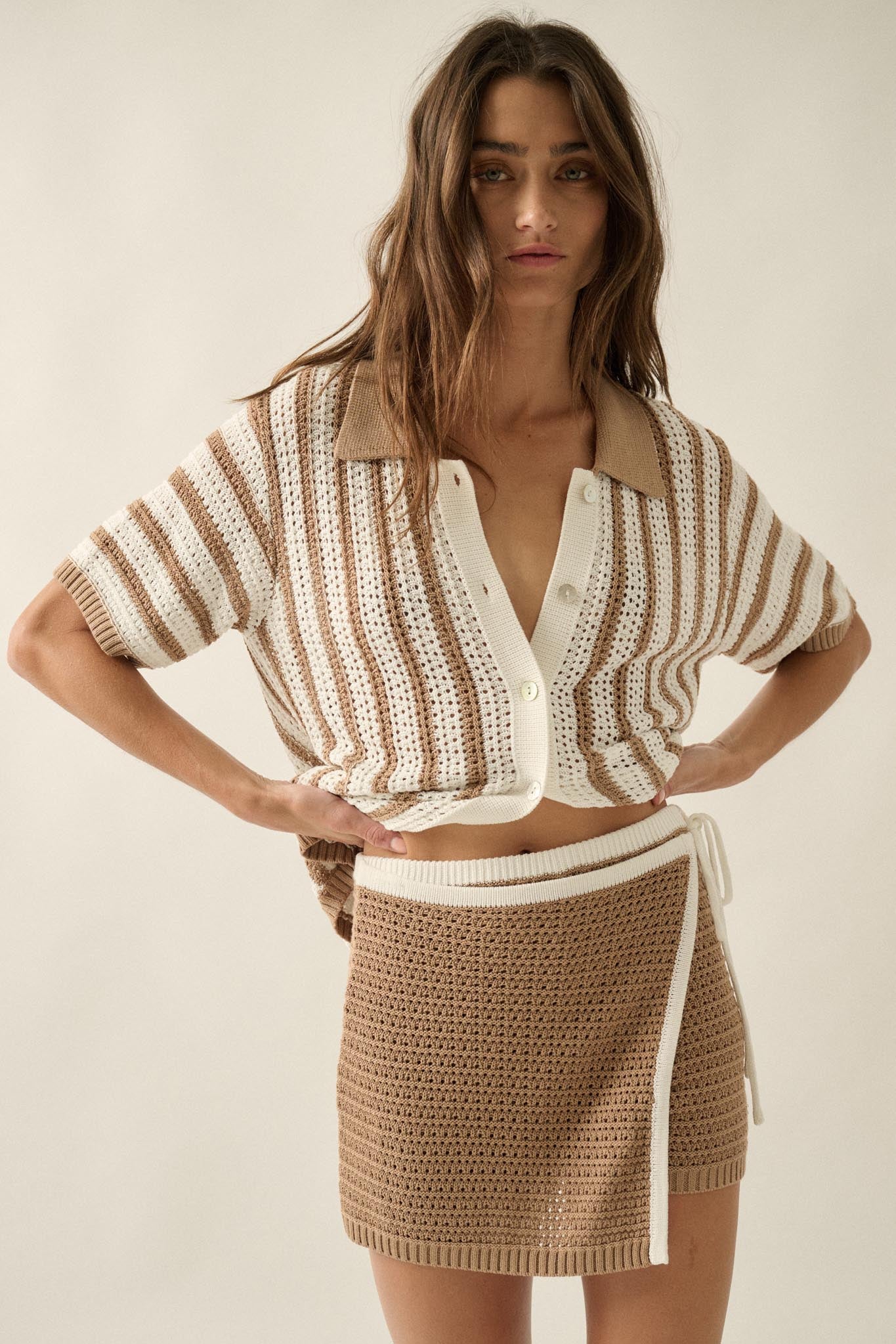 Easy Days Crochet-Knit Wrap Mini Sweater Skort - Image 10