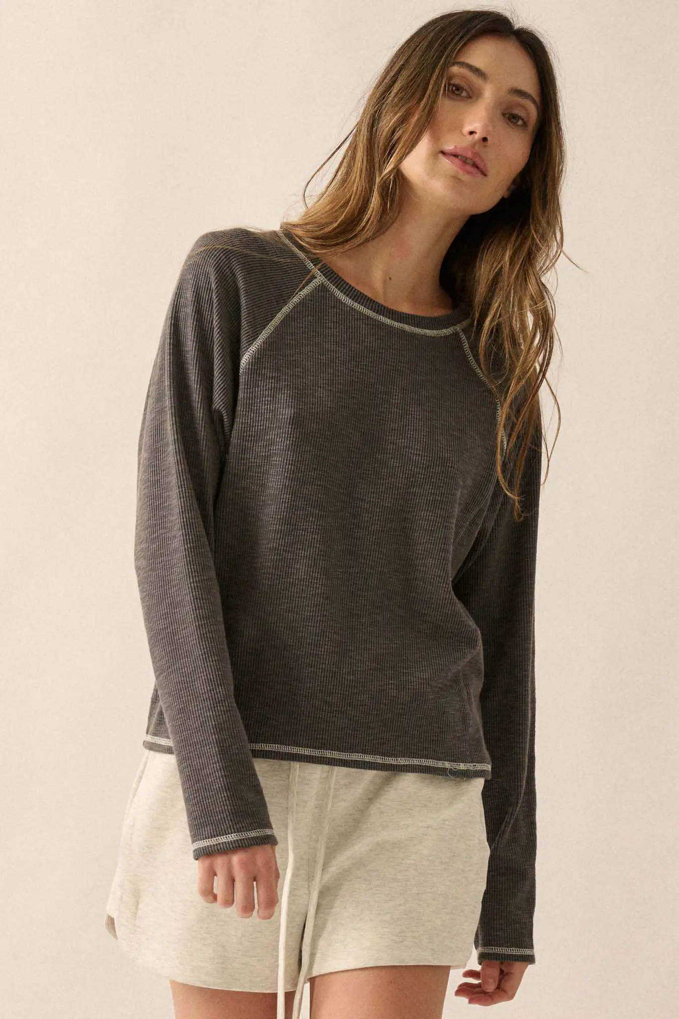 Easy Does It Raglan-Sleeve Rib-Knit Top - Image 3